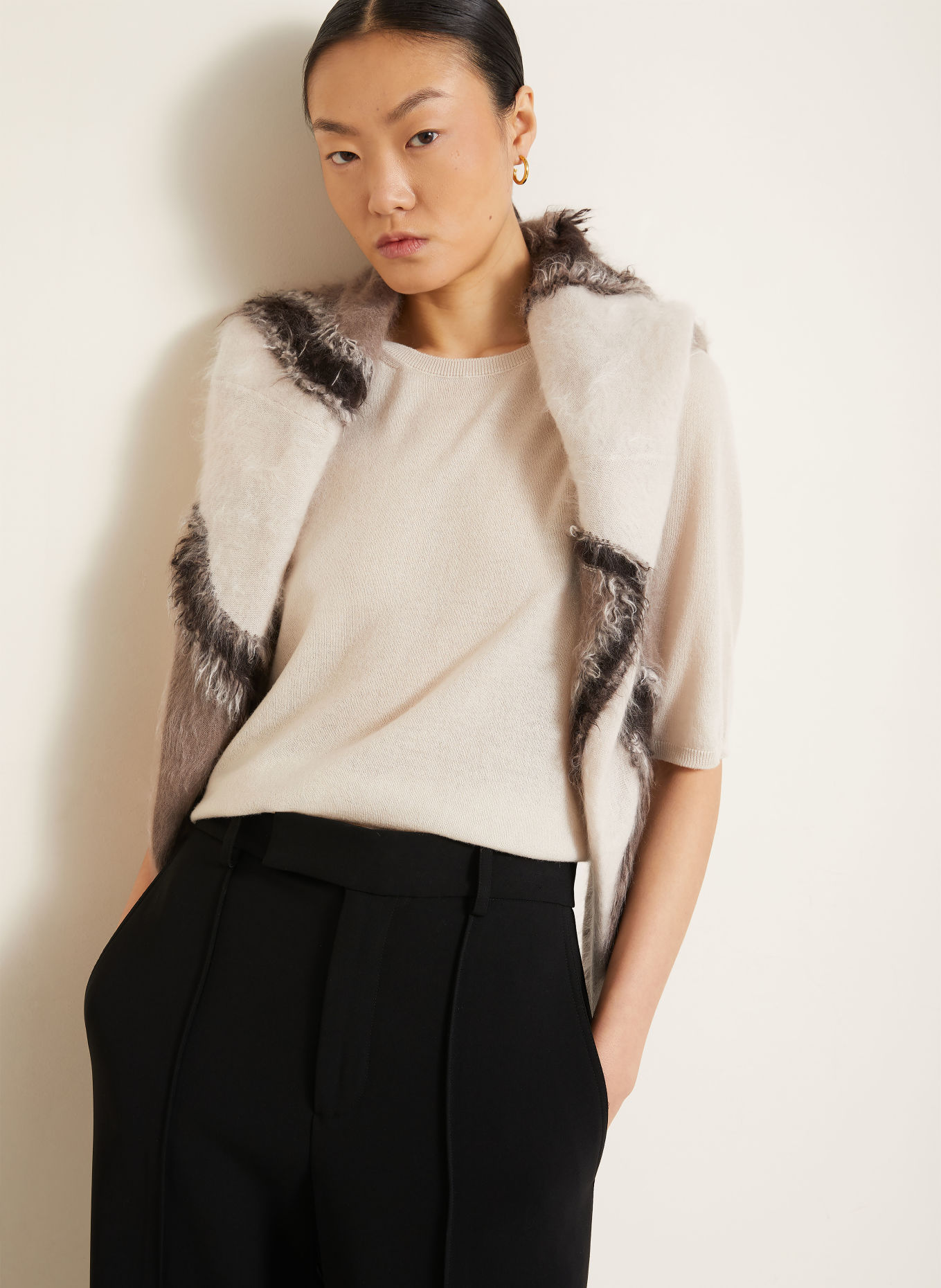 IRIS von ARNIM Cashmere knit shirt: ECRU