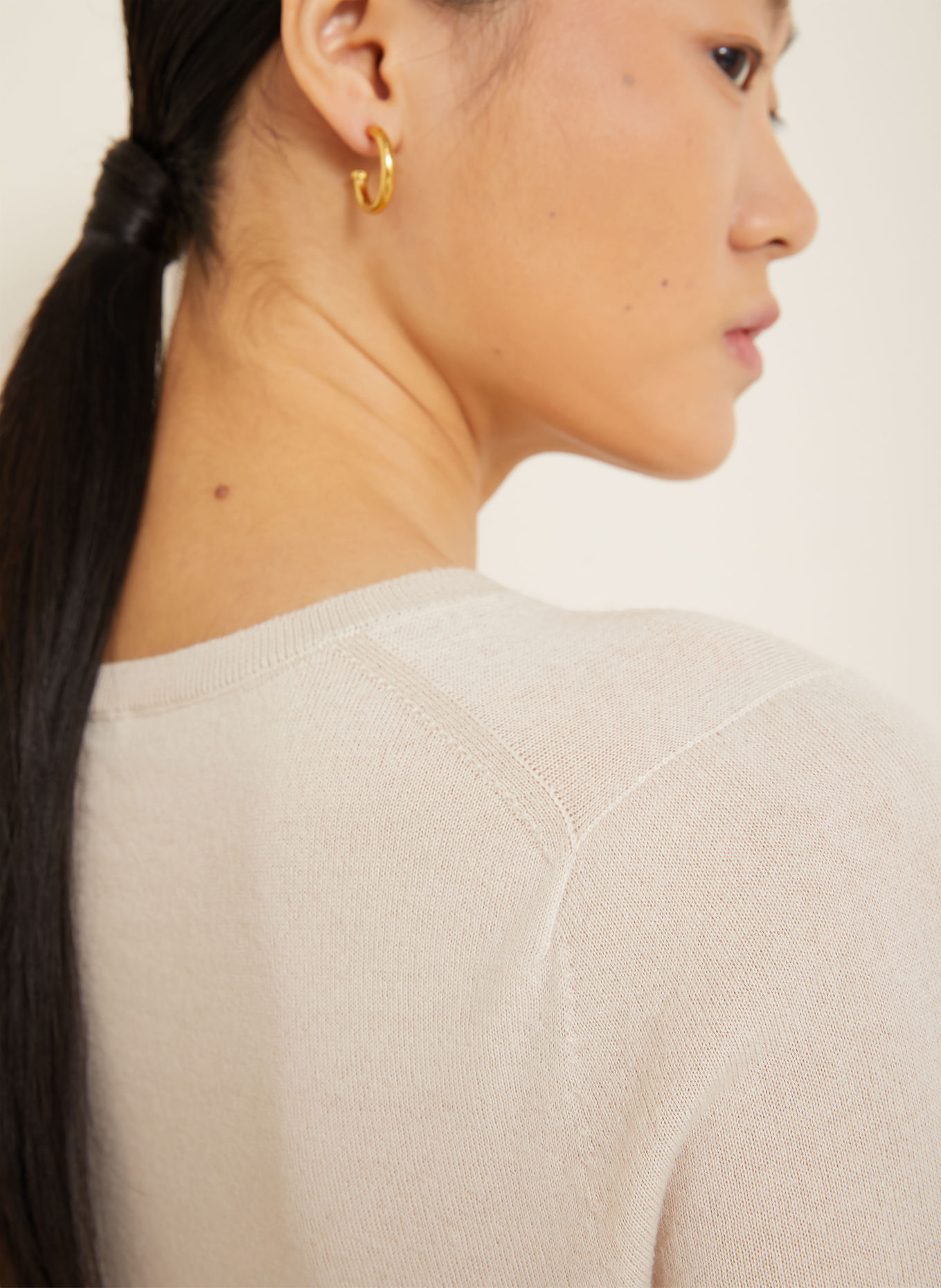IRIS von ARNIM Cashmere knit shirt: ECRU