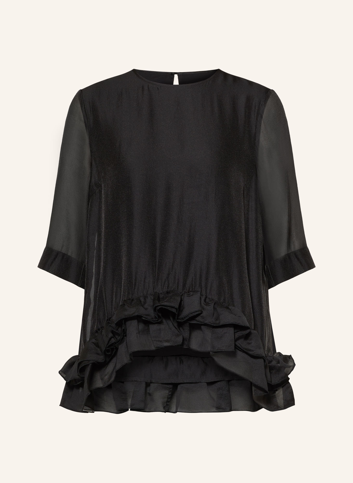 InWear ORANGEIW shirt blouse with 3/4 sleeves and ruffles: BLACK