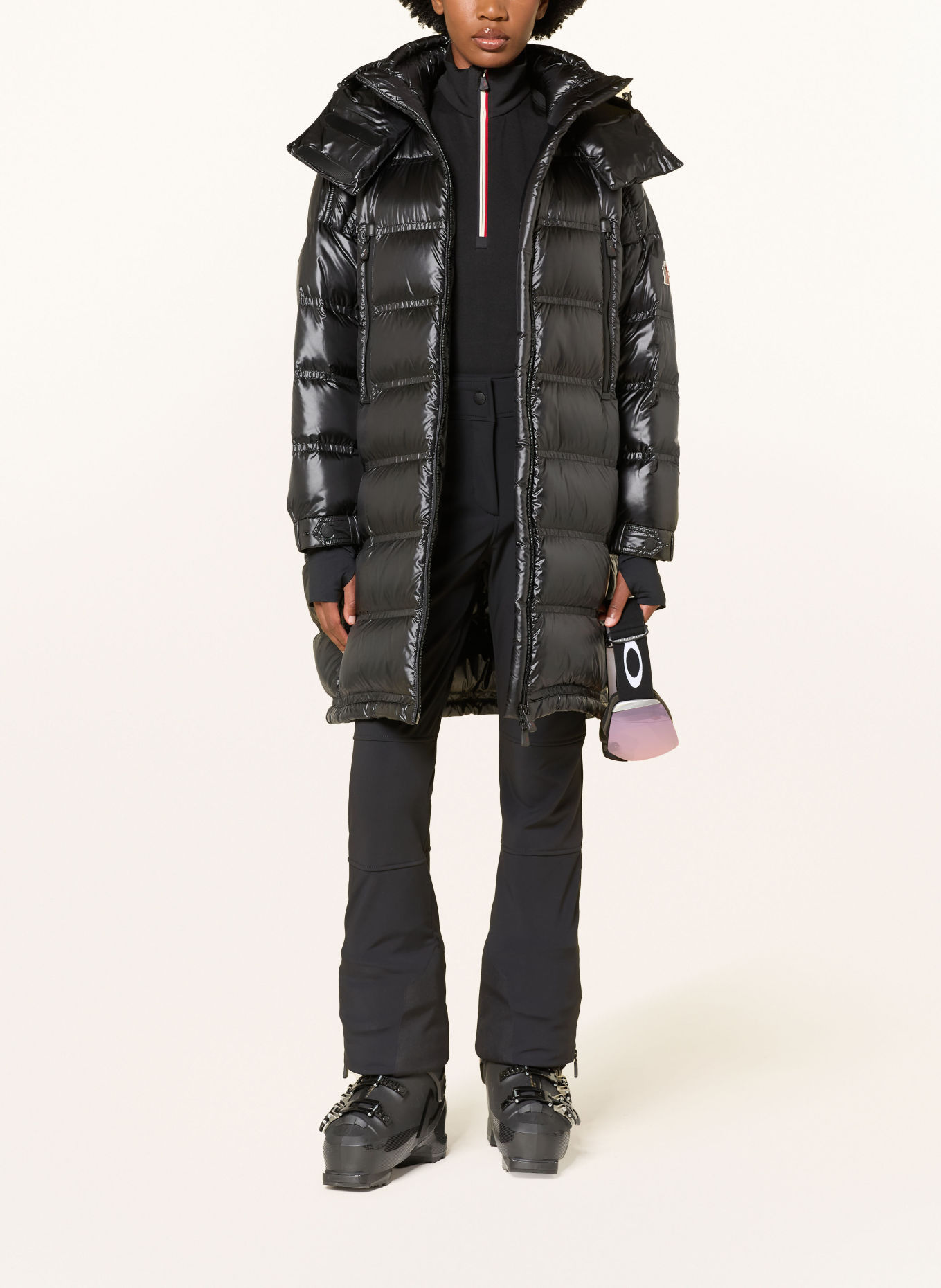MONCLER GRENOBLE Donsmantel ROCHELAIRS met afneembare capuchon: ZWART