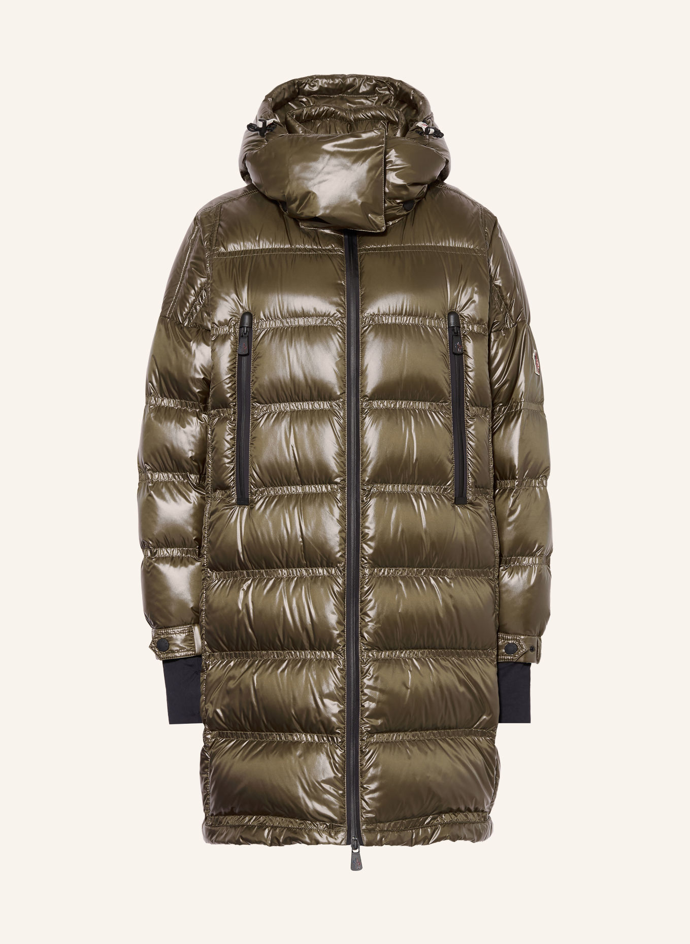 MONCLER GRENOBLE Donsmantel ROCHELAIRS met afneembare capuchon: OLIJF / ZWART