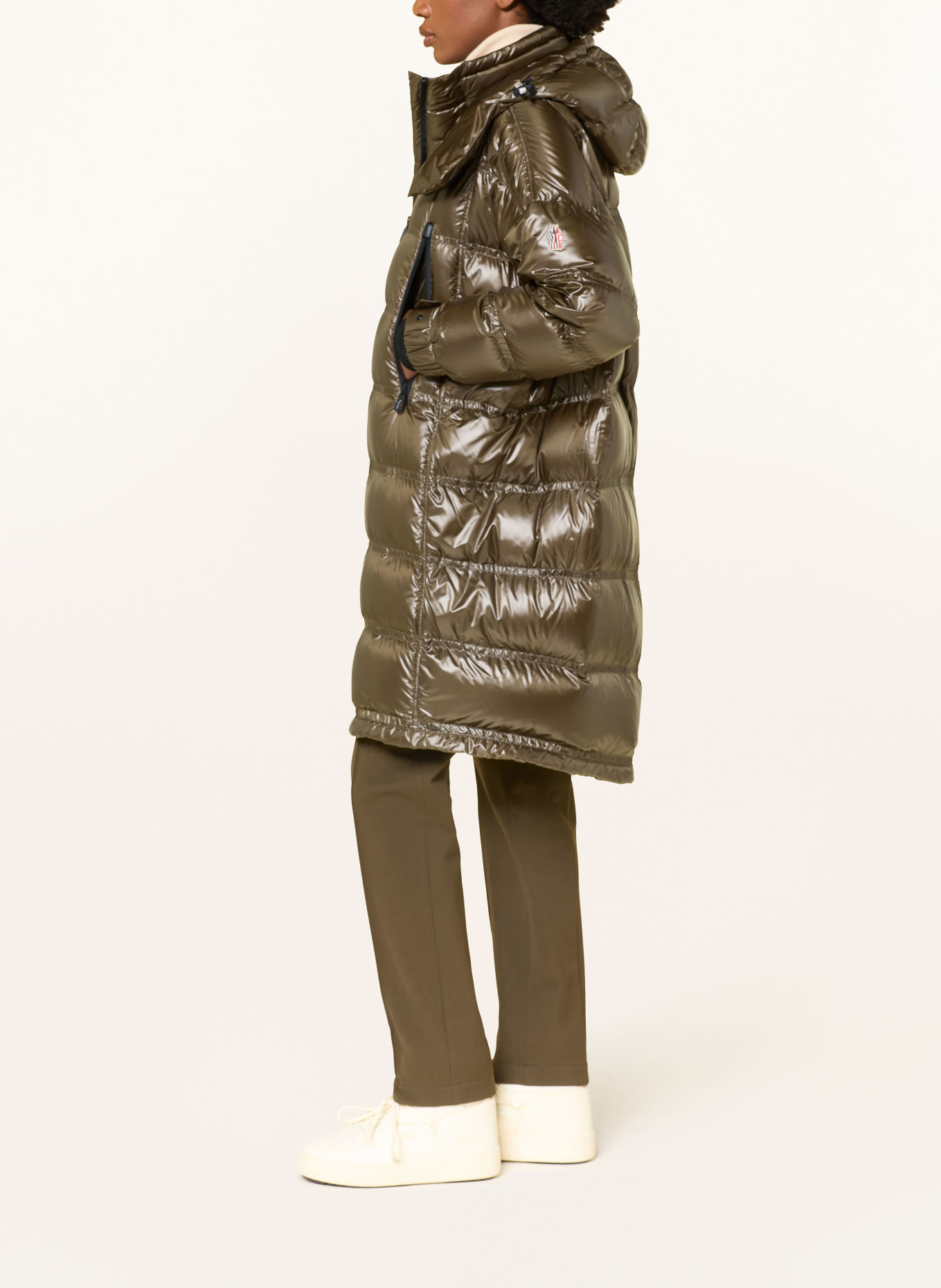 MONCLER GRENOBLE Donsmantel ROCHELAIRS met afneembare capuchon: OLIJF / ZWART