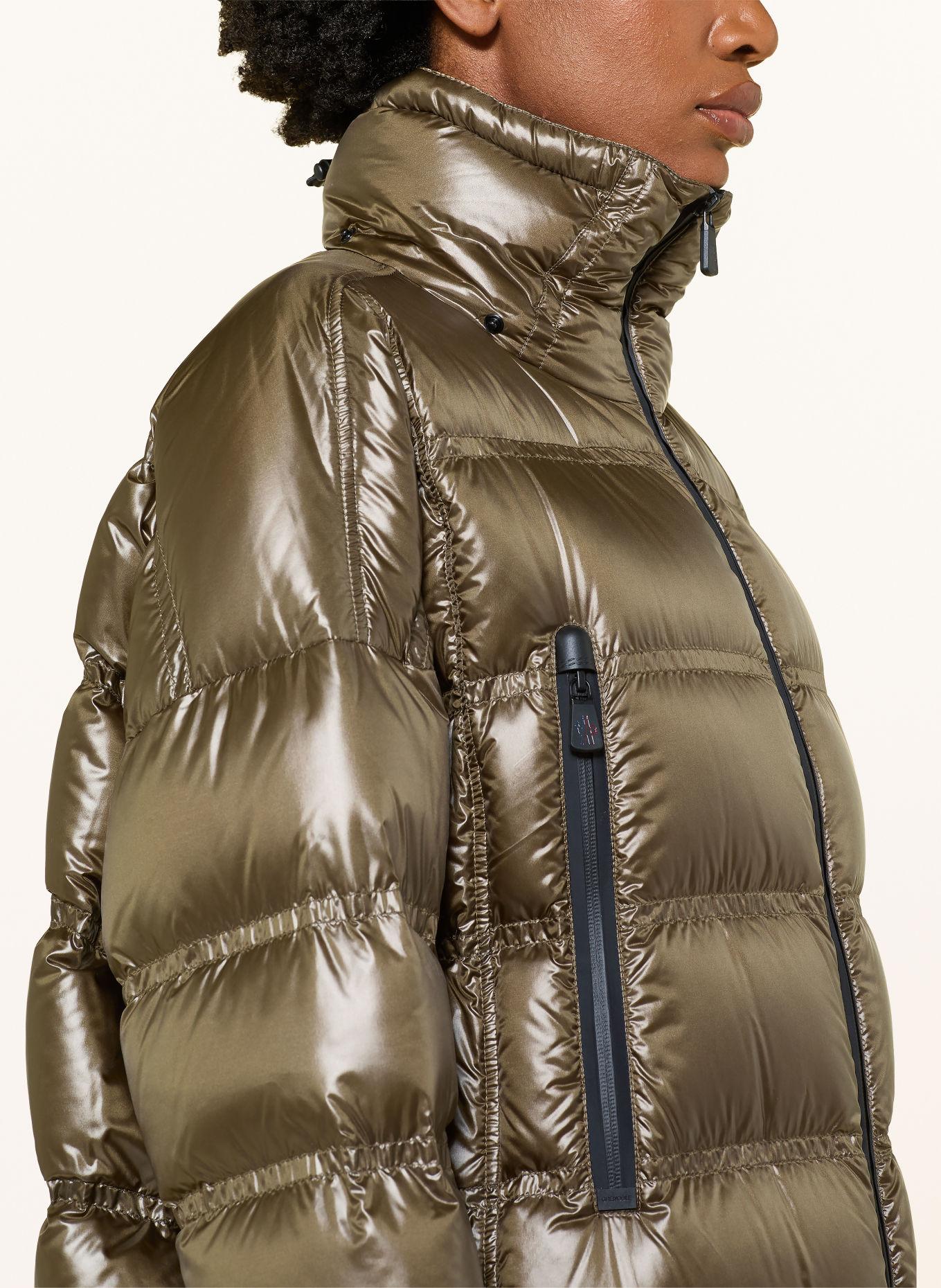 MONCLER GRENOBLE Donsmantel ROCHELAIRS met afneembare capuchon: OLIJF / ZWART