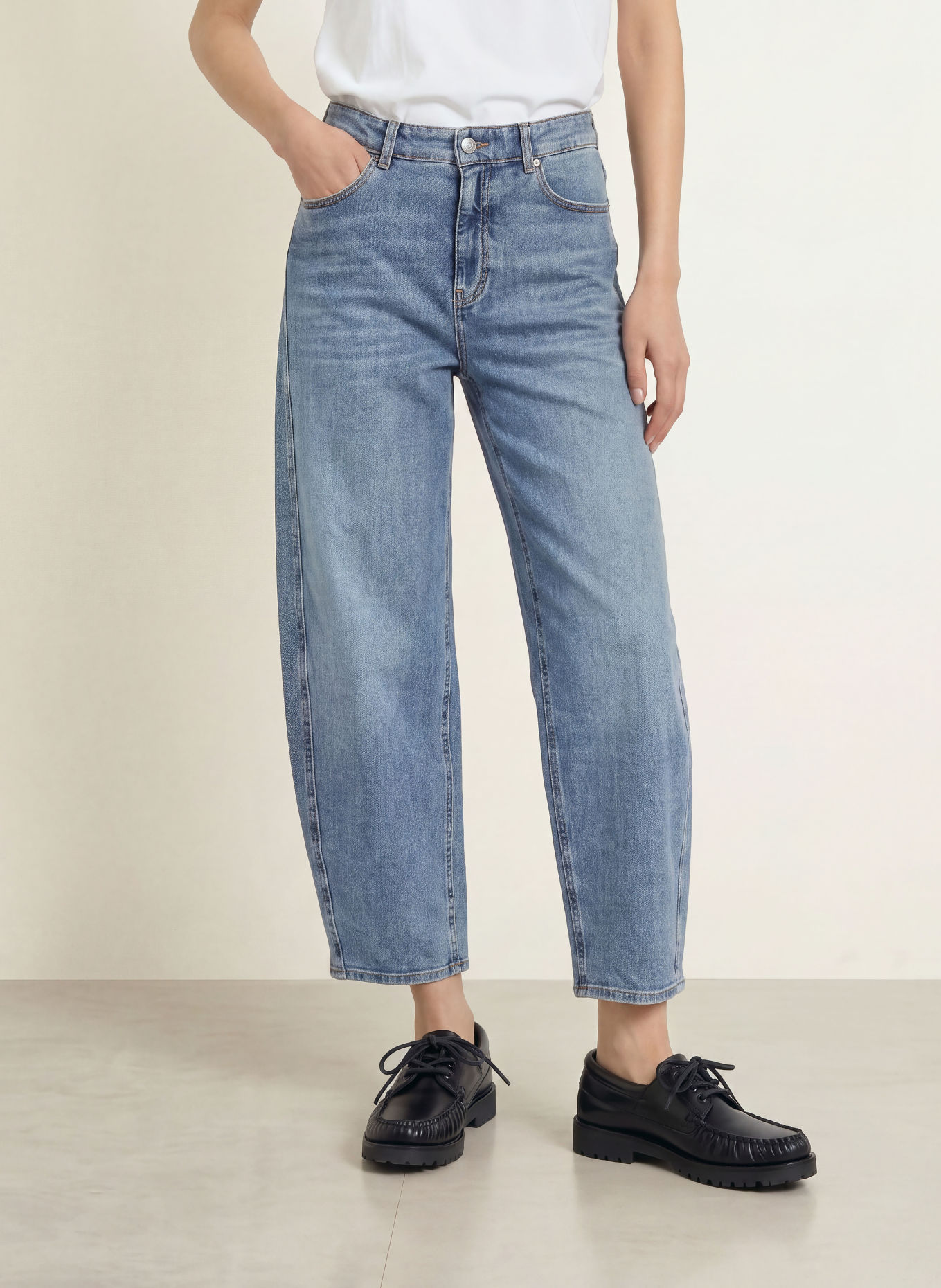 OPUS PANTS Jeansy typu barrel MENI MOON: 70382 mid blue