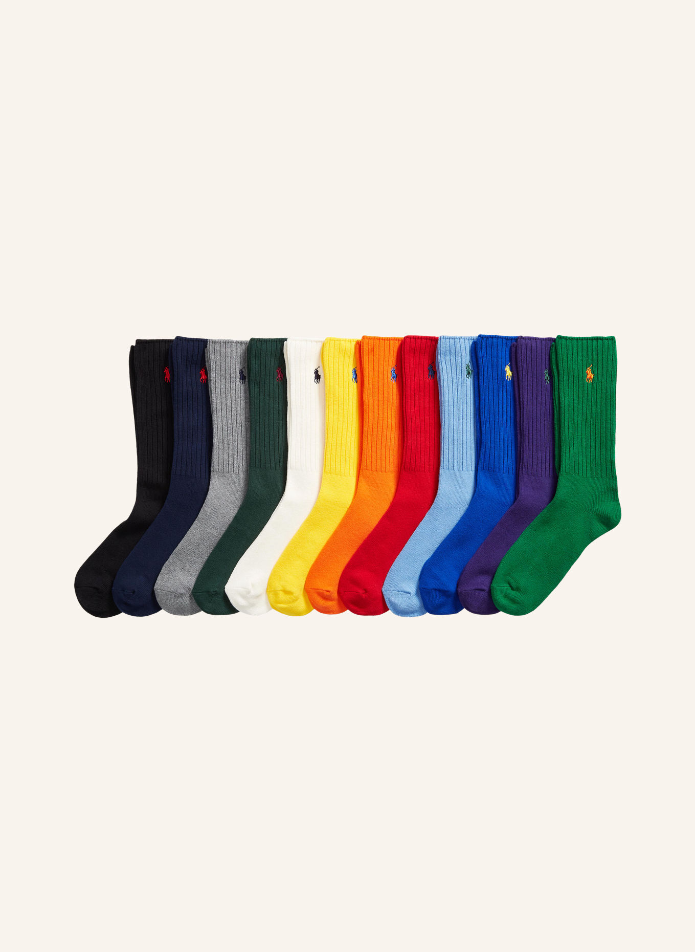 POLO RALPH LAUREN Balení 12 párů ponožek: TMAVĚ ČERVENÁ / ŽLUTÁ / TMAVĚ ZELENÁ