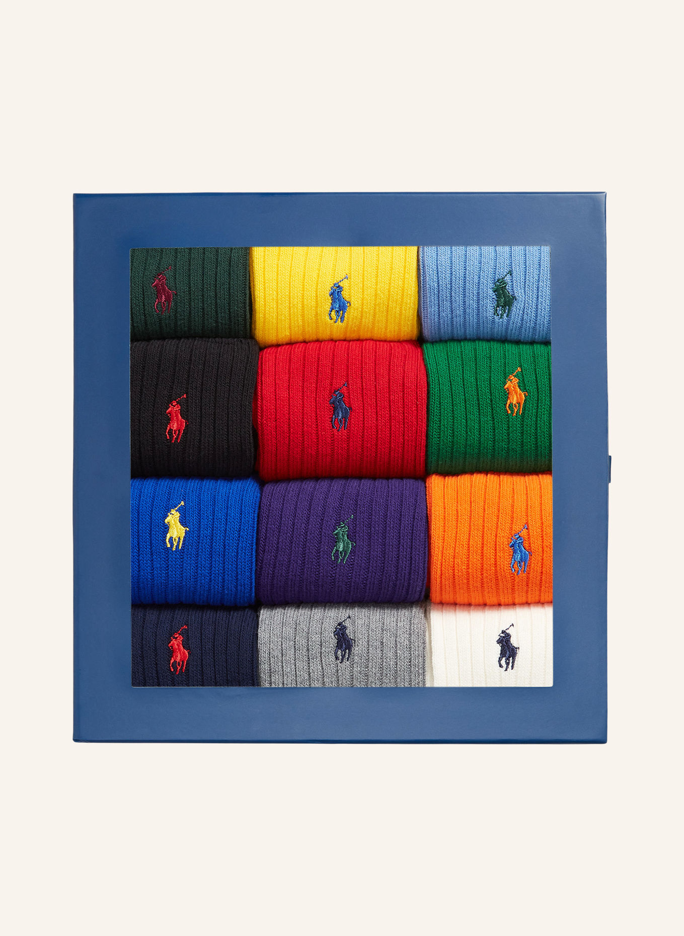 POLO RALPH LAUREN Balení 12 párů ponožek: TMAVĚ ČERVENÁ / ŽLUTÁ / TMAVĚ ZELENÁ