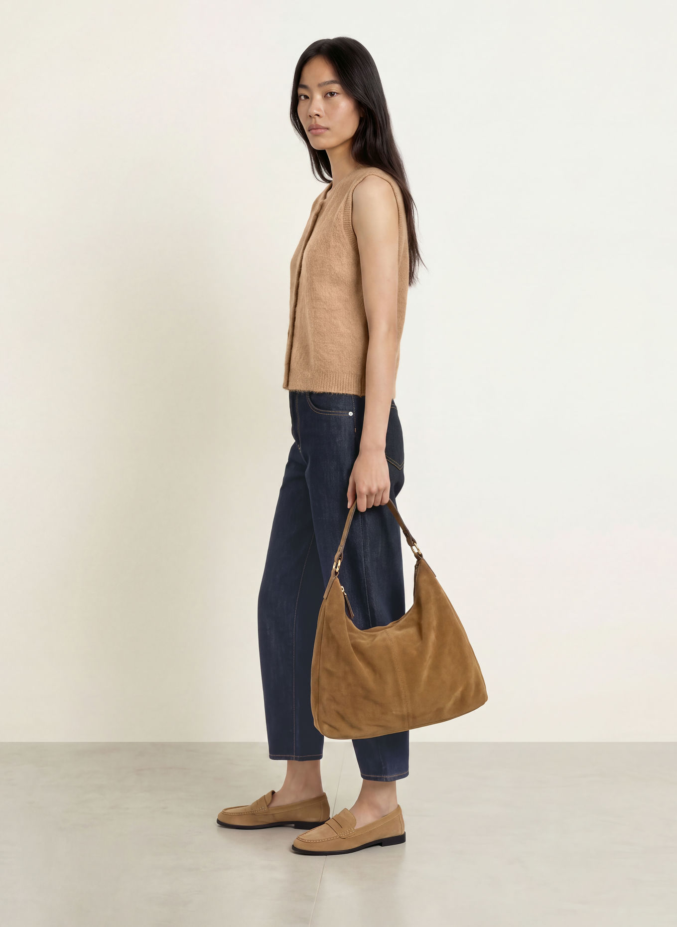 OPUS PANTS Pletená vesta PORAH: SVĚTLE HNĚDÁ