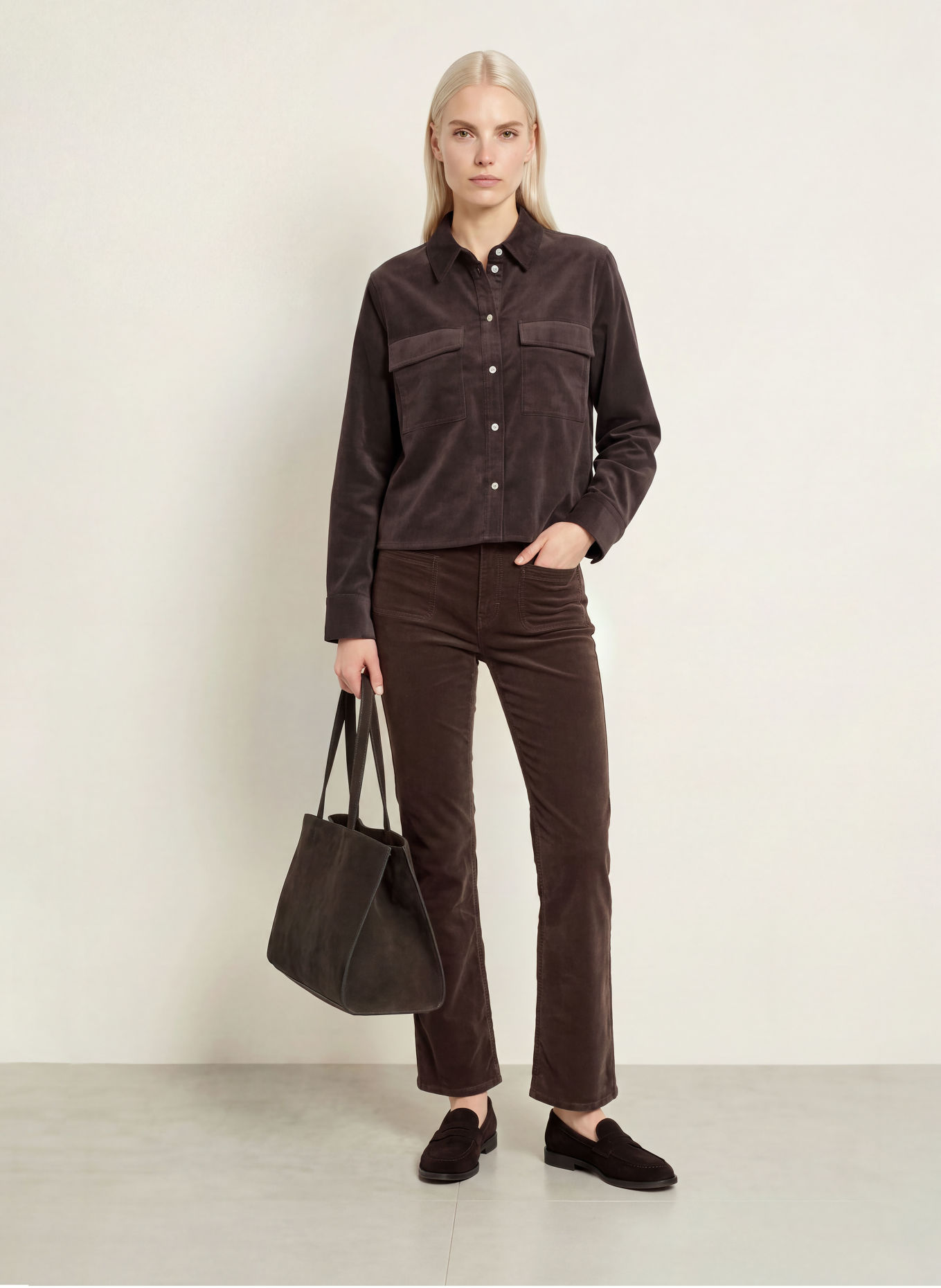 OPUS PANTS Pantaloni din velur MELLY FRESH: MARO ÎNCHIS
