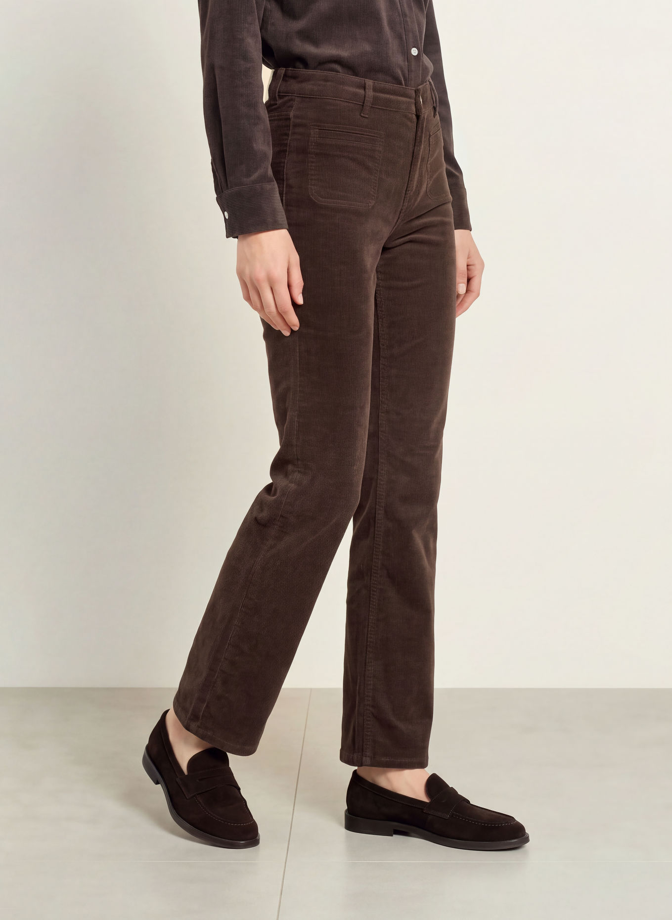 OPUS PANTS Pantaloni din velur MELLY FRESH: MARO ÎNCHIS