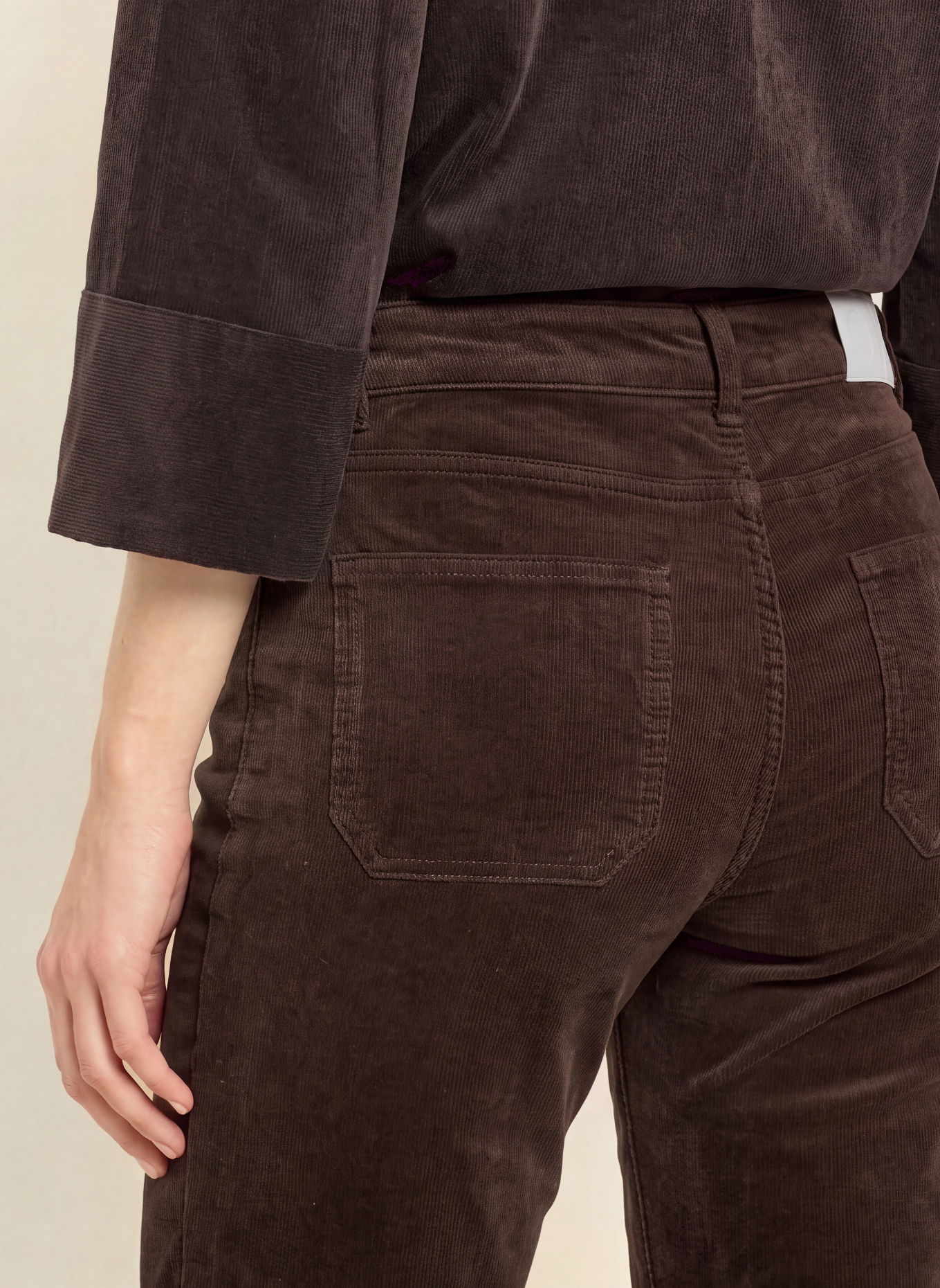 OPUS PANTS Pantaloni din velur MELLY FRESH: MARO ÎNCHIS