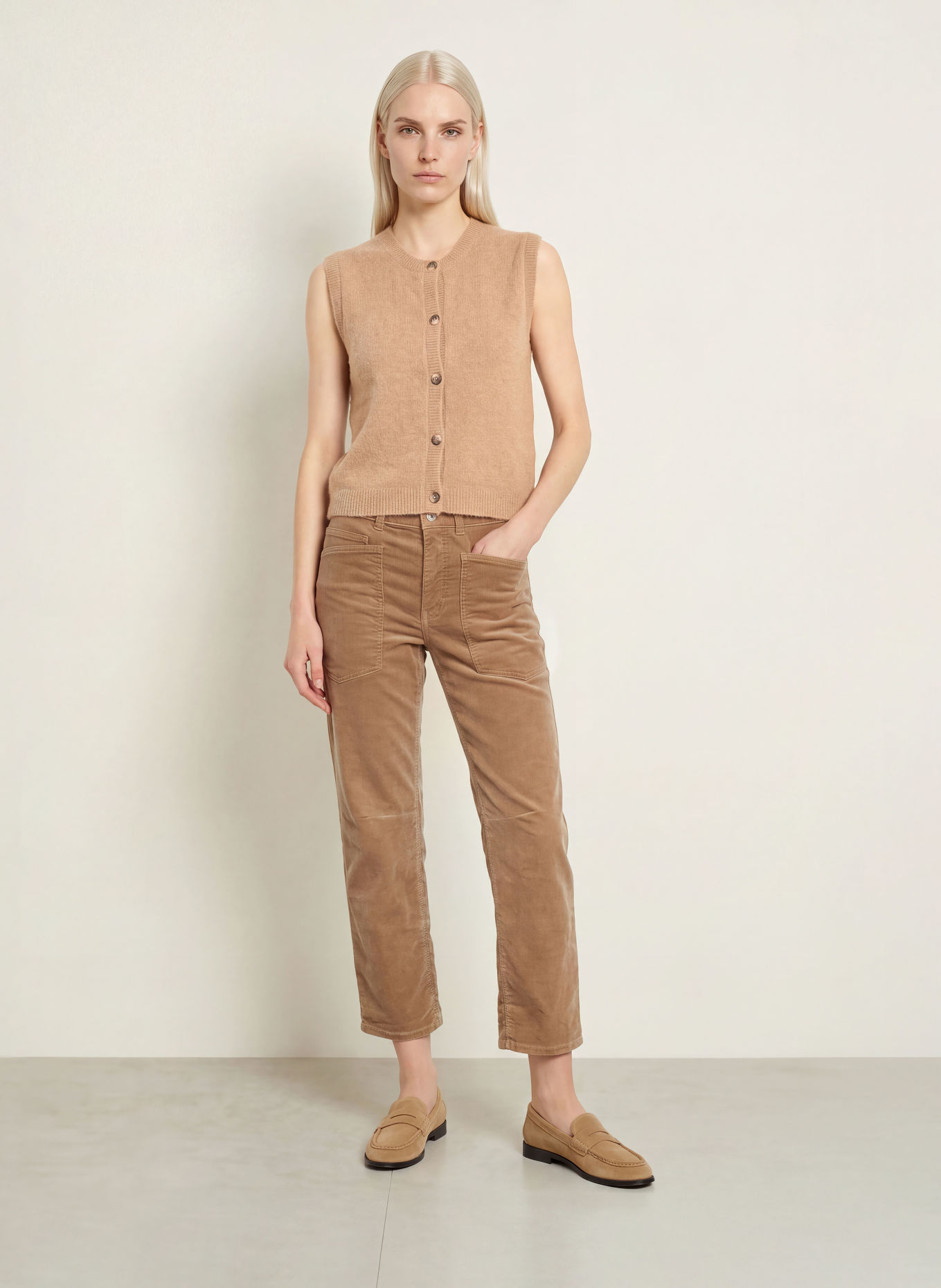 OPUS PANTS Cordbroek MELLY BREEZE: LICHTBRUIN