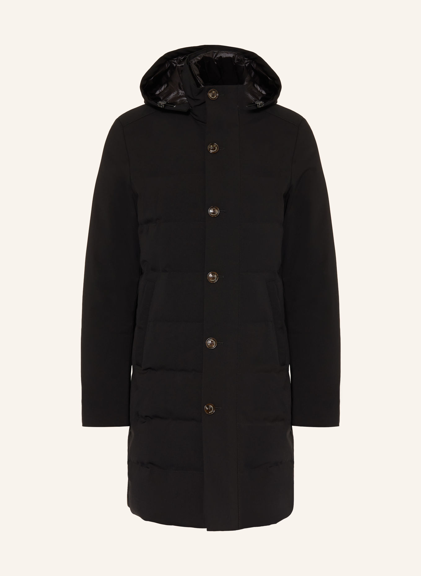 Montecore Lightweight down coat with removable trim: BLACK