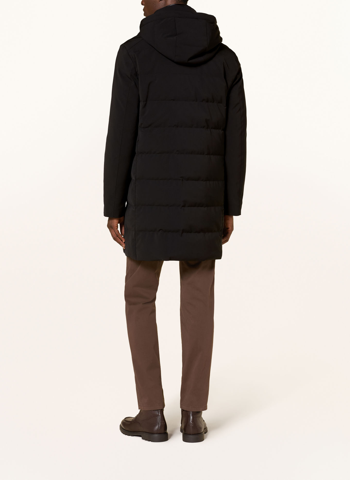 Montecore Lightweight down coat with removable trim: BLACK