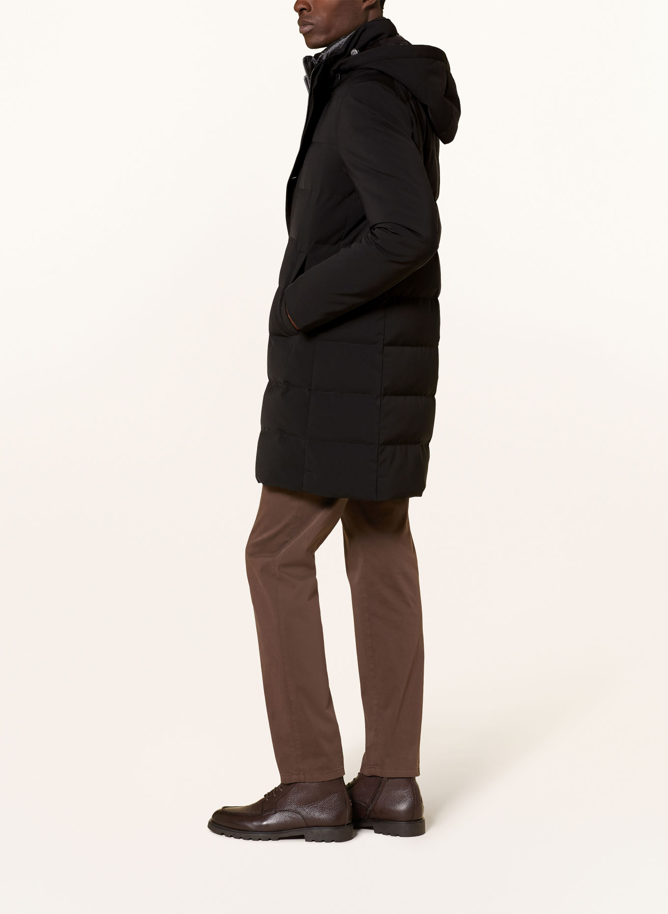 Montecore Lightweight down coat with removable trim: BLACK