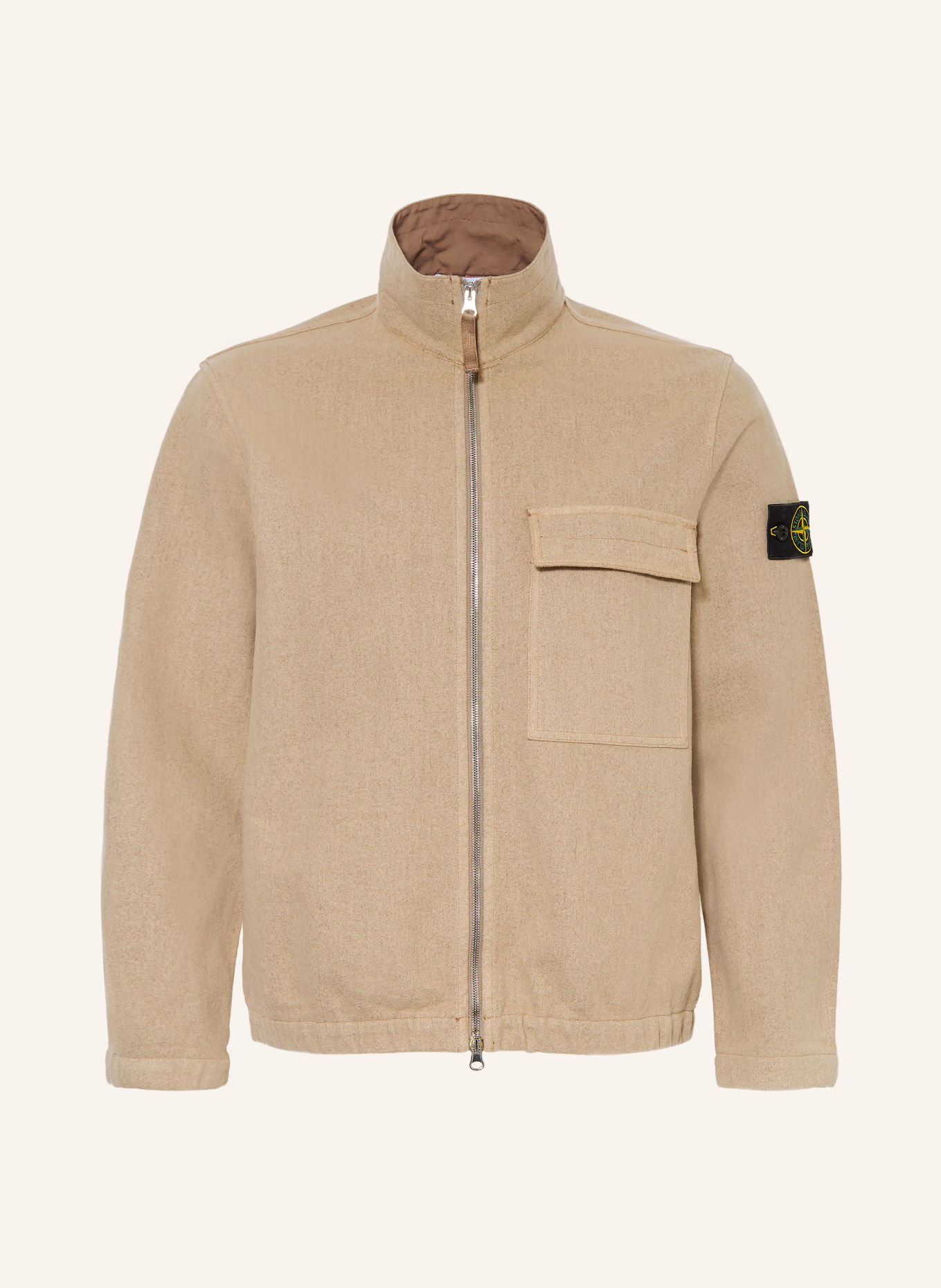 STONE ISLAND Flanelová svrchní košile: BÉŽOVÁ / ČERNOŠEDÁ