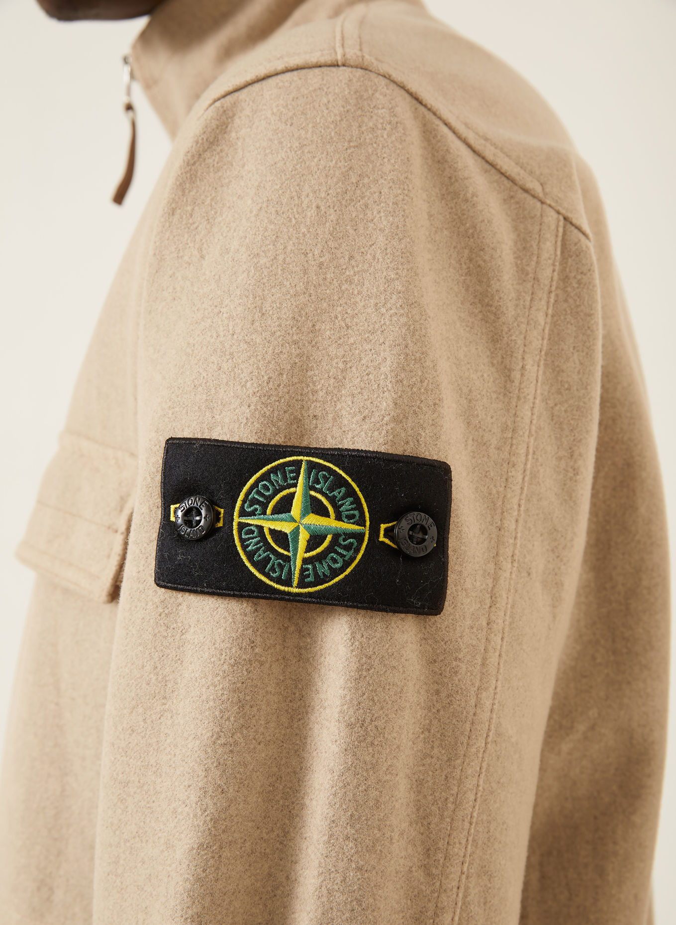 STONE ISLAND Flanelová svrchní košile: BÉŽOVÁ / ČERNOŠEDÁ