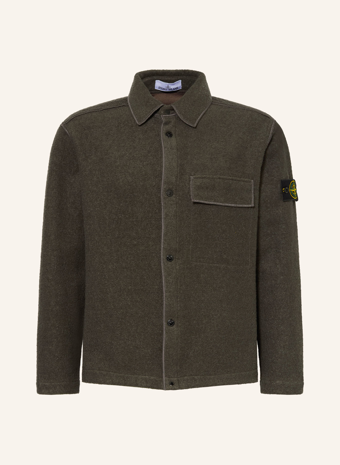 STONE ISLAND Svrchní košile z bouclé: ŠEDÁ