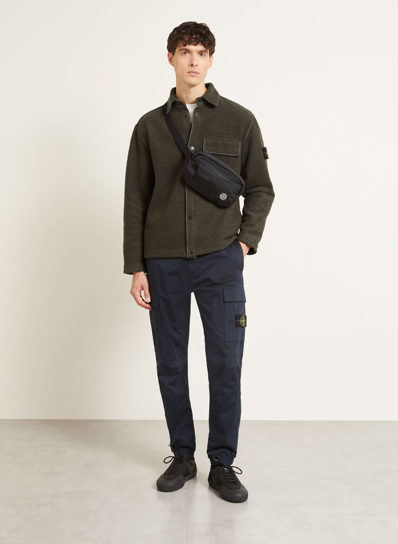 STONE ISLAND Svrchní košile z bouclé: ŠEDÁ