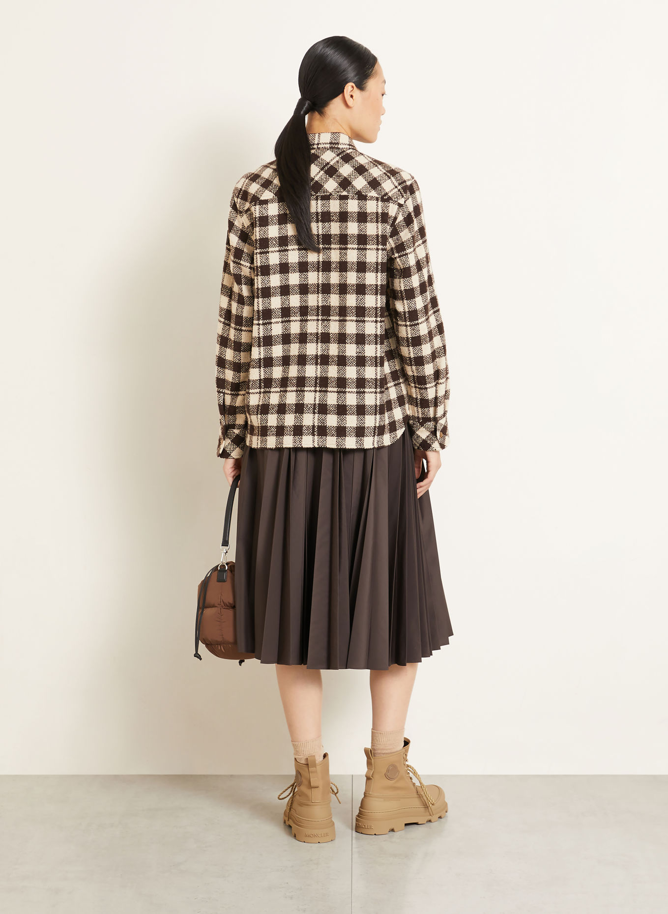 MONCLER Overjacket: ECRU / DUNKELBRAUN
