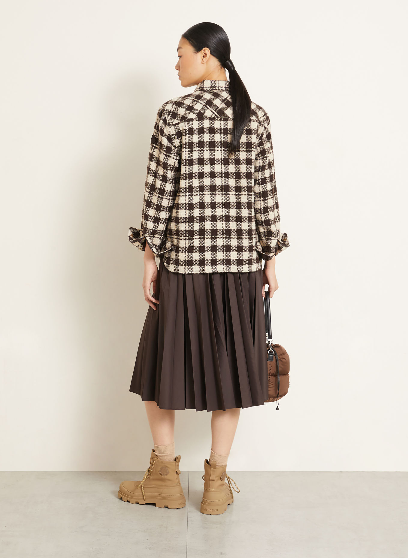 MONCLER Pleated skirt: DARK BROWN