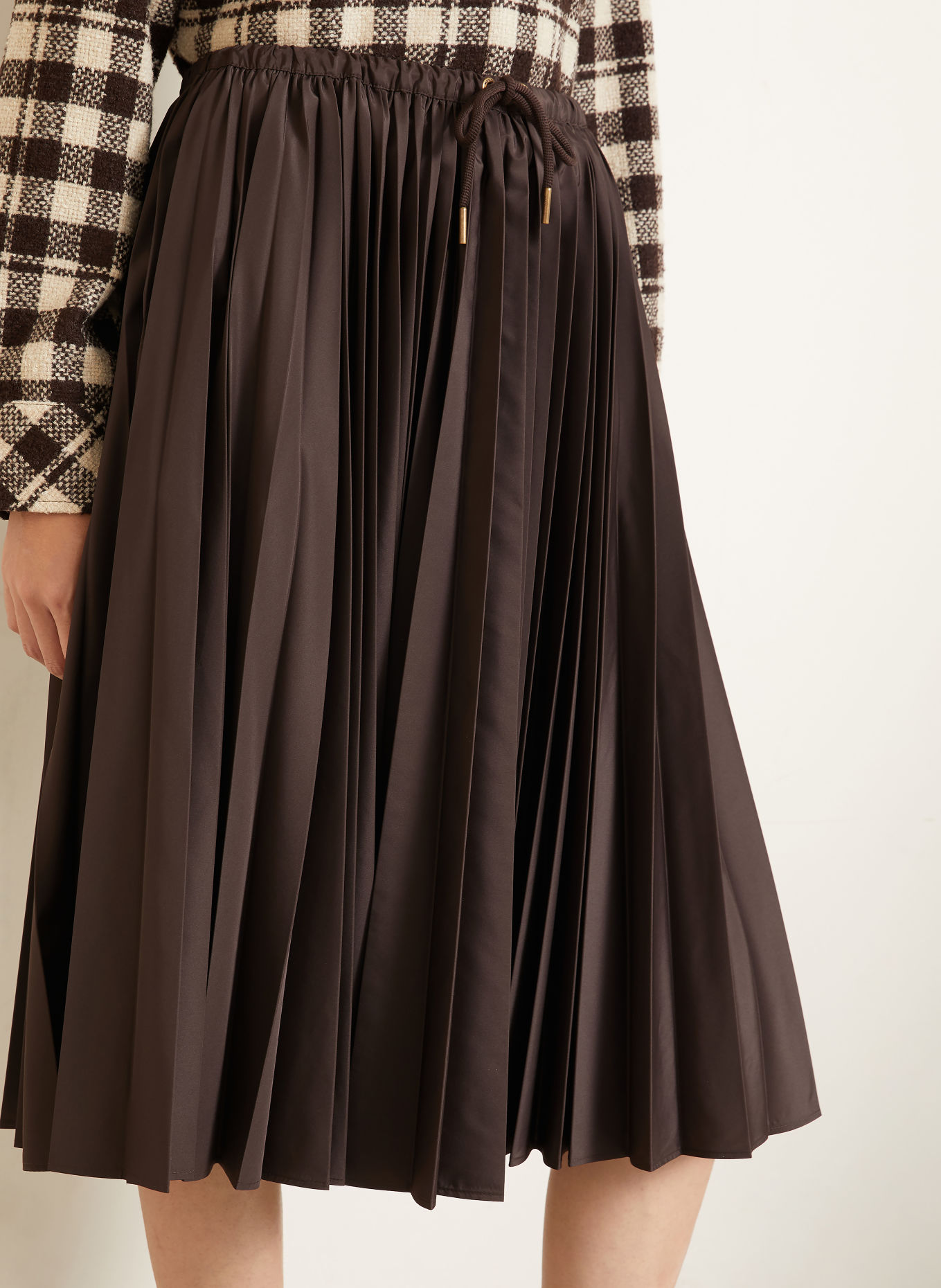 MONCLER Pleated skirt: DARK BROWN