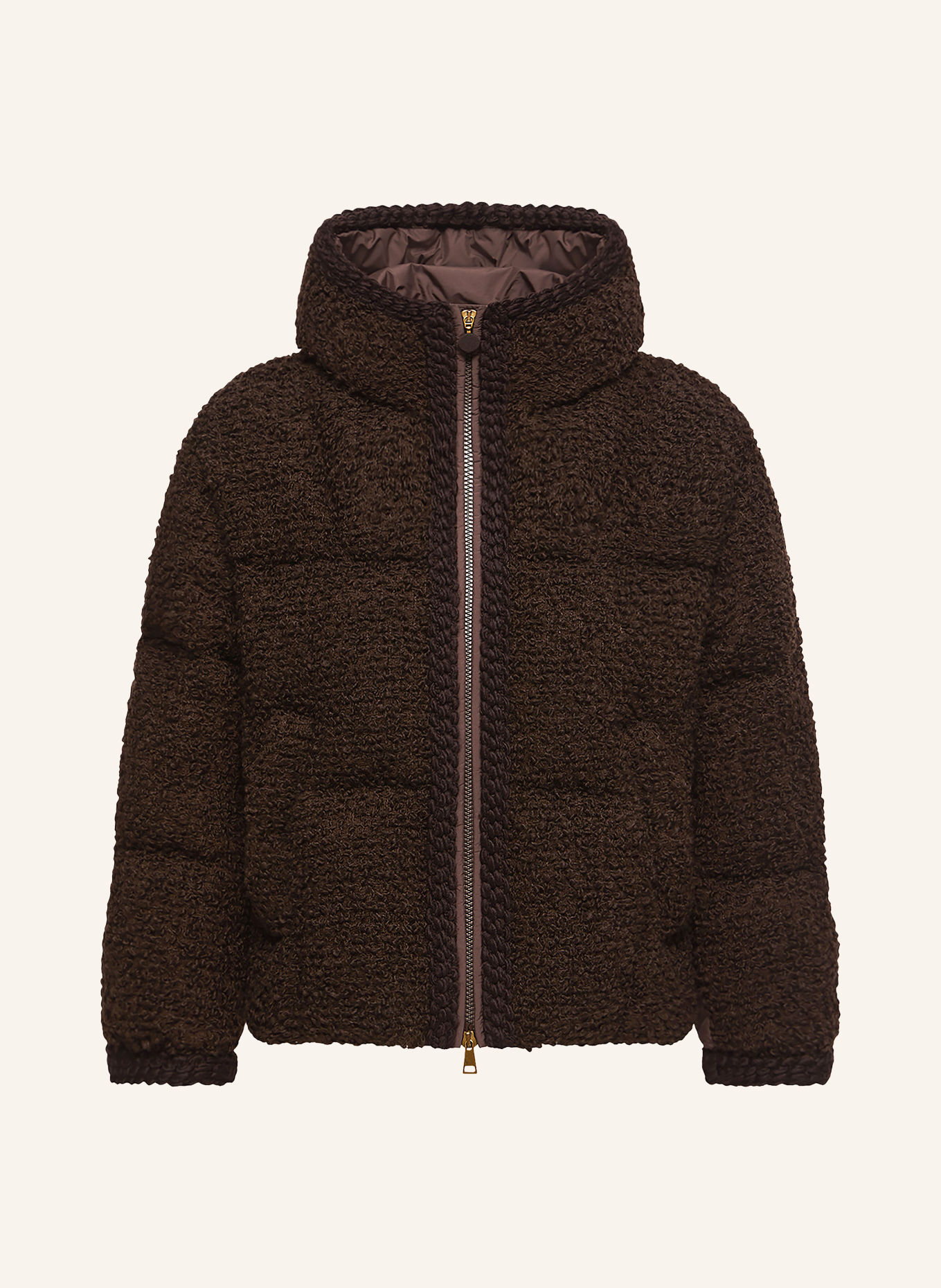MONCLER Daunenjacke CRISTALLIN im Materialmix: DUNKELBRAUN