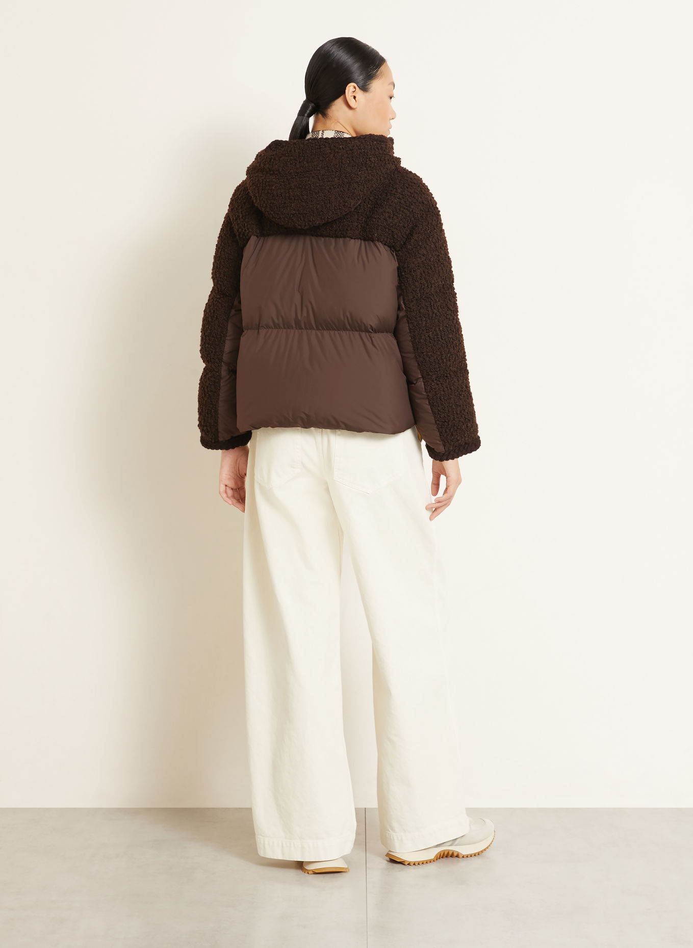 MONCLER Daunenjacke CRISTALLIN im Materialmix: DUNKELBRAUN