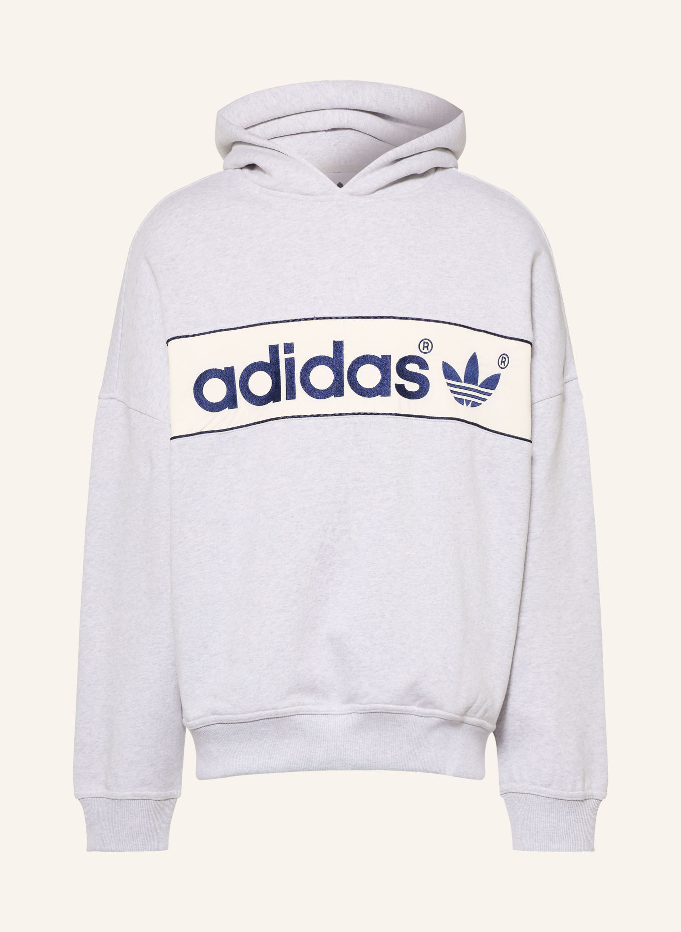 adidas Originals Hoodie BLOCK: HELLGRAU / ECRU / DUNKELBLAU