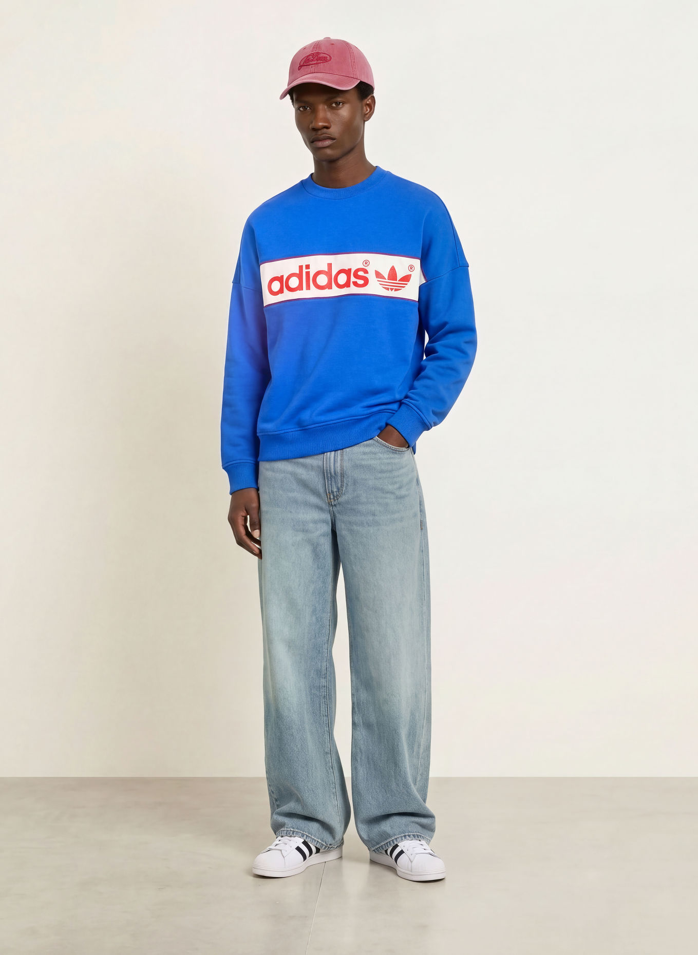 adidas Originals Sweatshirt BLOCK: BLAU / ROT / WEISS