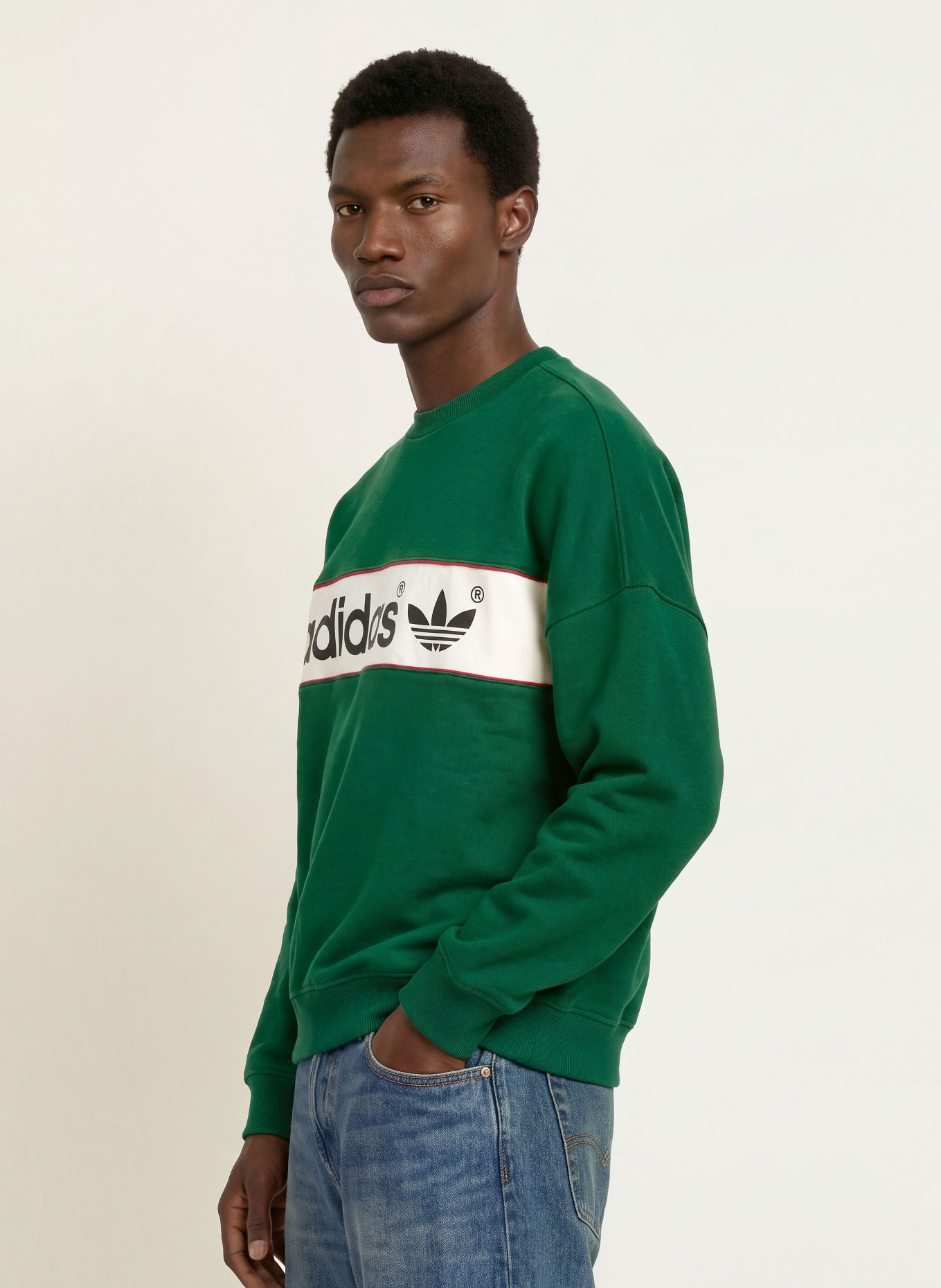 adidas Originals Sweatshirt BLOCK: DUNKELGRÜN / ROT / WEISS