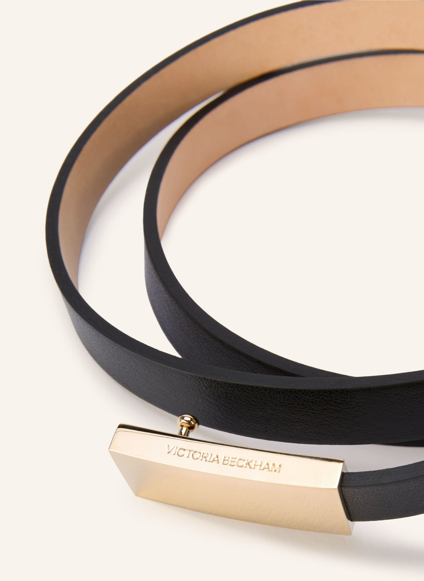VICTORIA BECKHAM Leren riem PORTOFINO: ZWART / GOUD