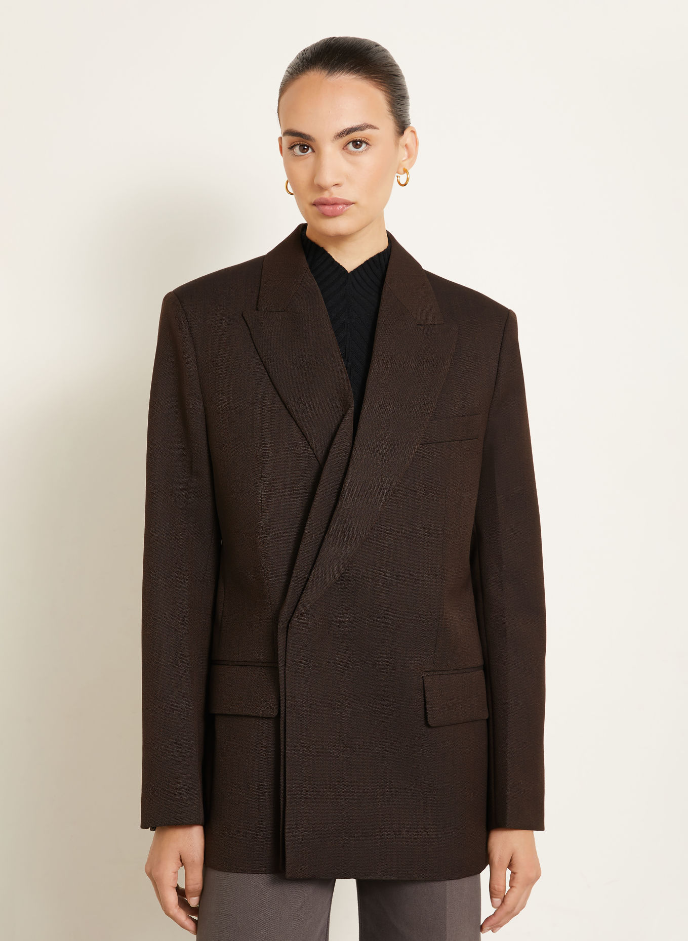 VICTORIA BECKHAM Longblazer: DUNKELBRAUN