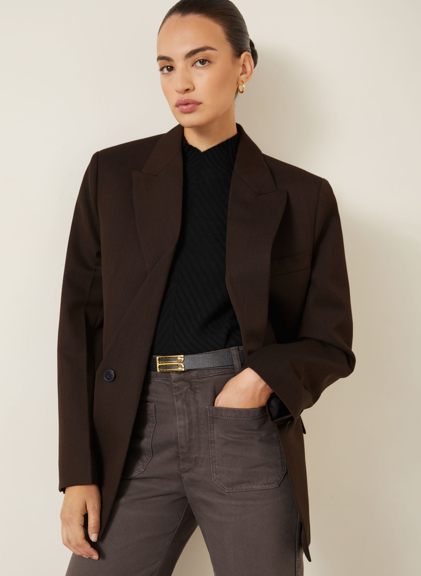VICTORIA BECKHAM Longblazer: DUNKELBRAUN