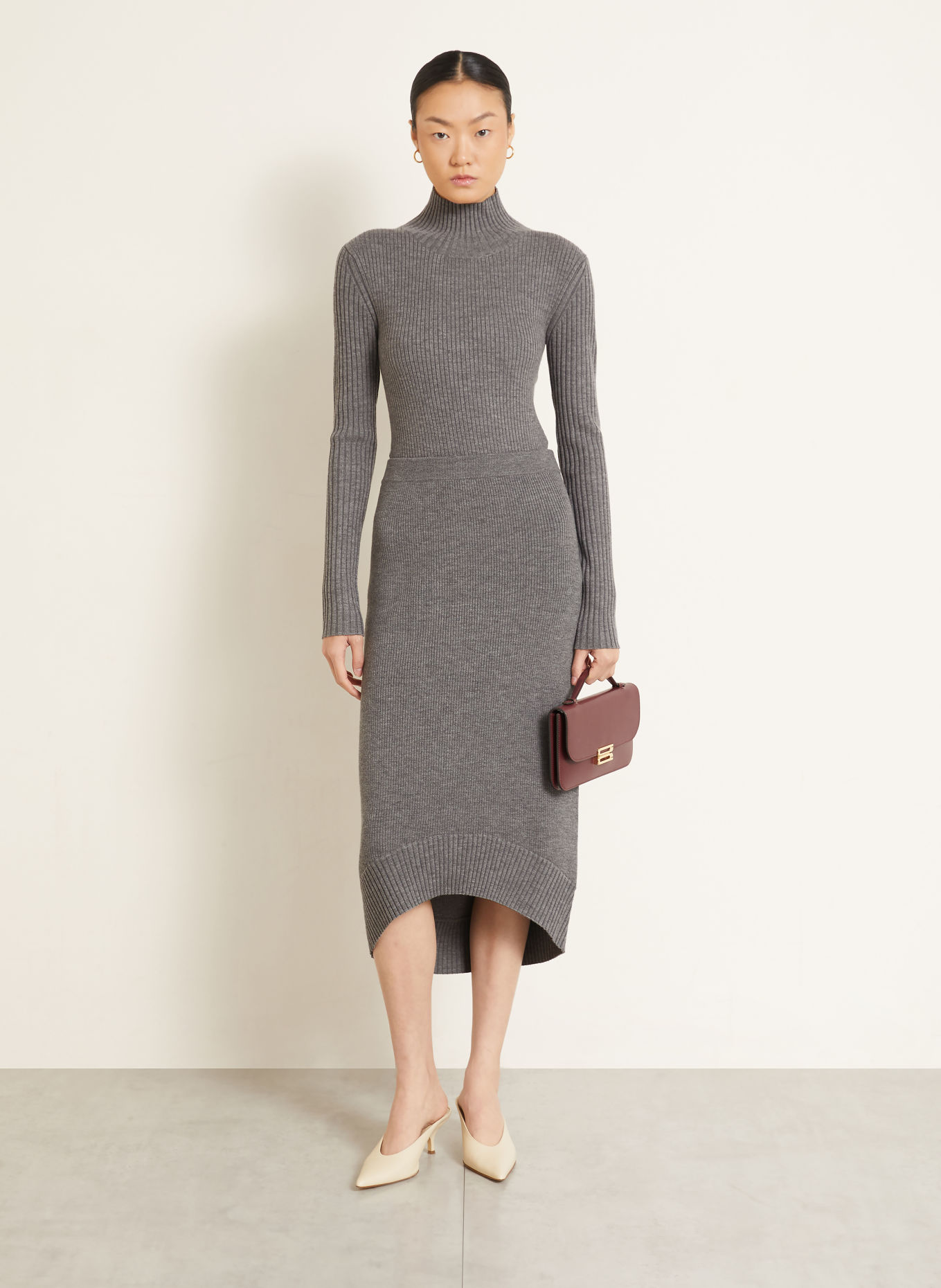 VICTORIA BECKHAM Strickrock mit Merinowolle: GRAU