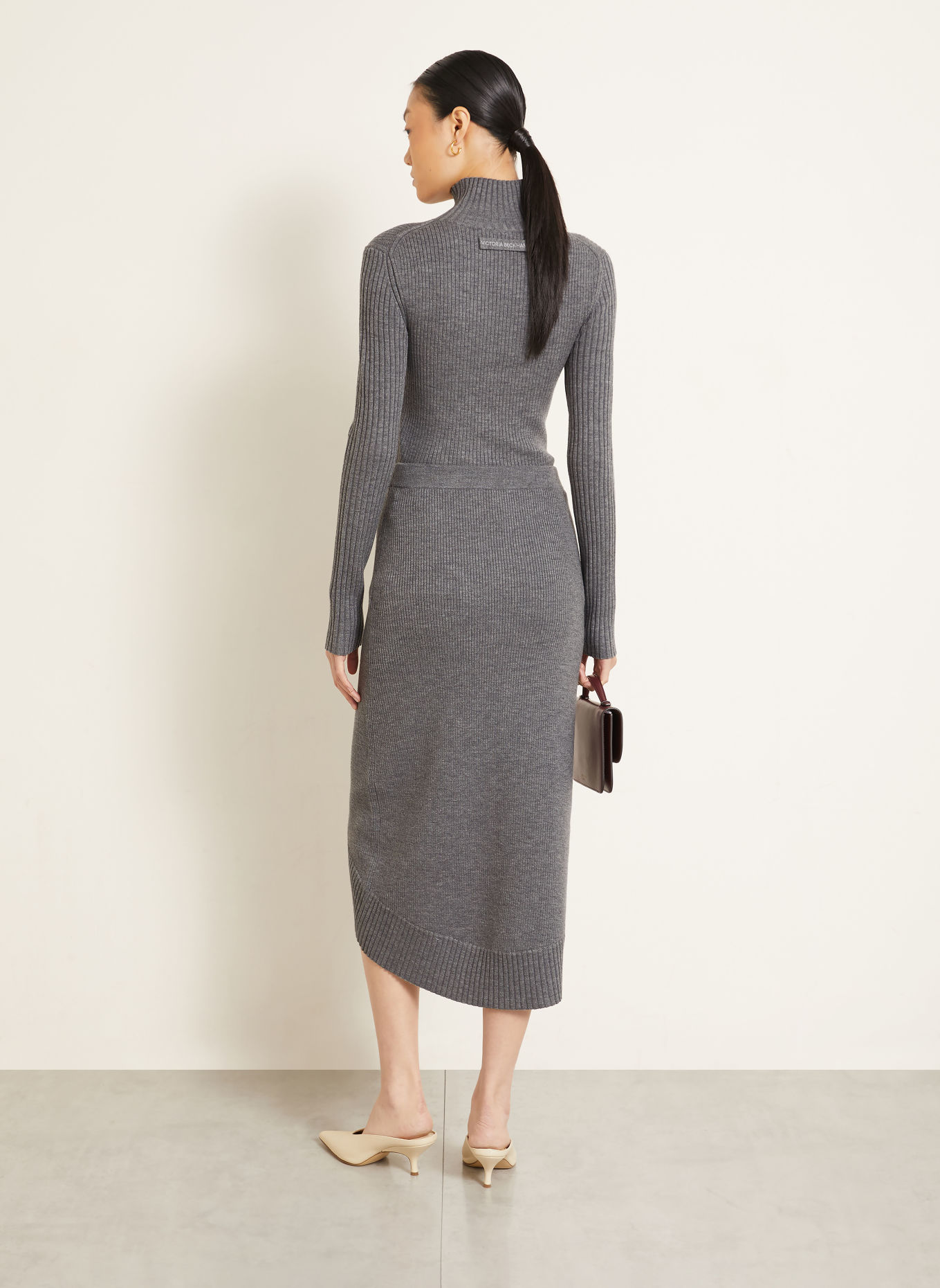 VICTORIA BECKHAM Strickrock mit Merinowolle: GRAU