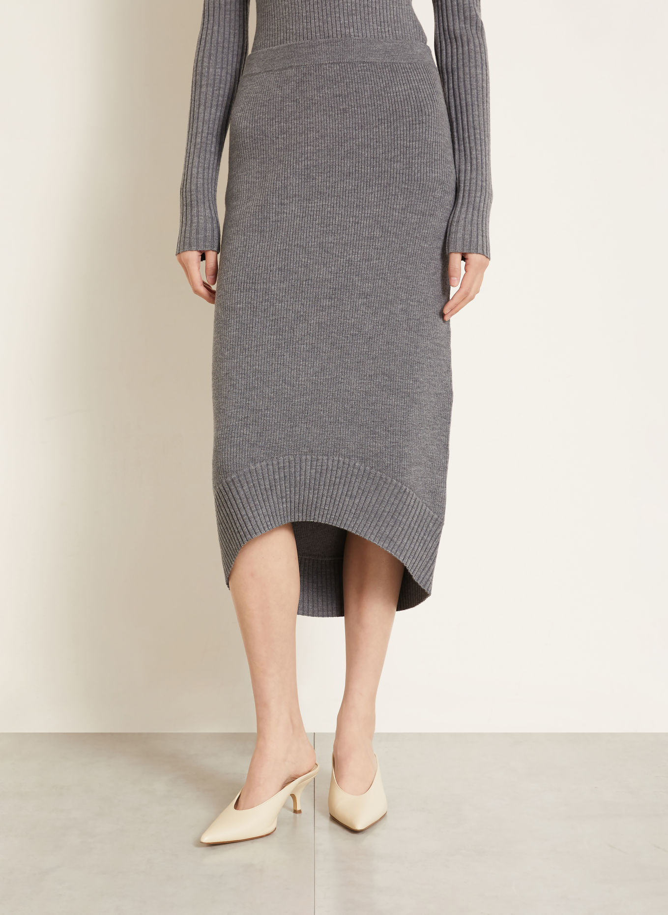 VICTORIA BECKHAM Strickrock mit Merinowolle: GRAU