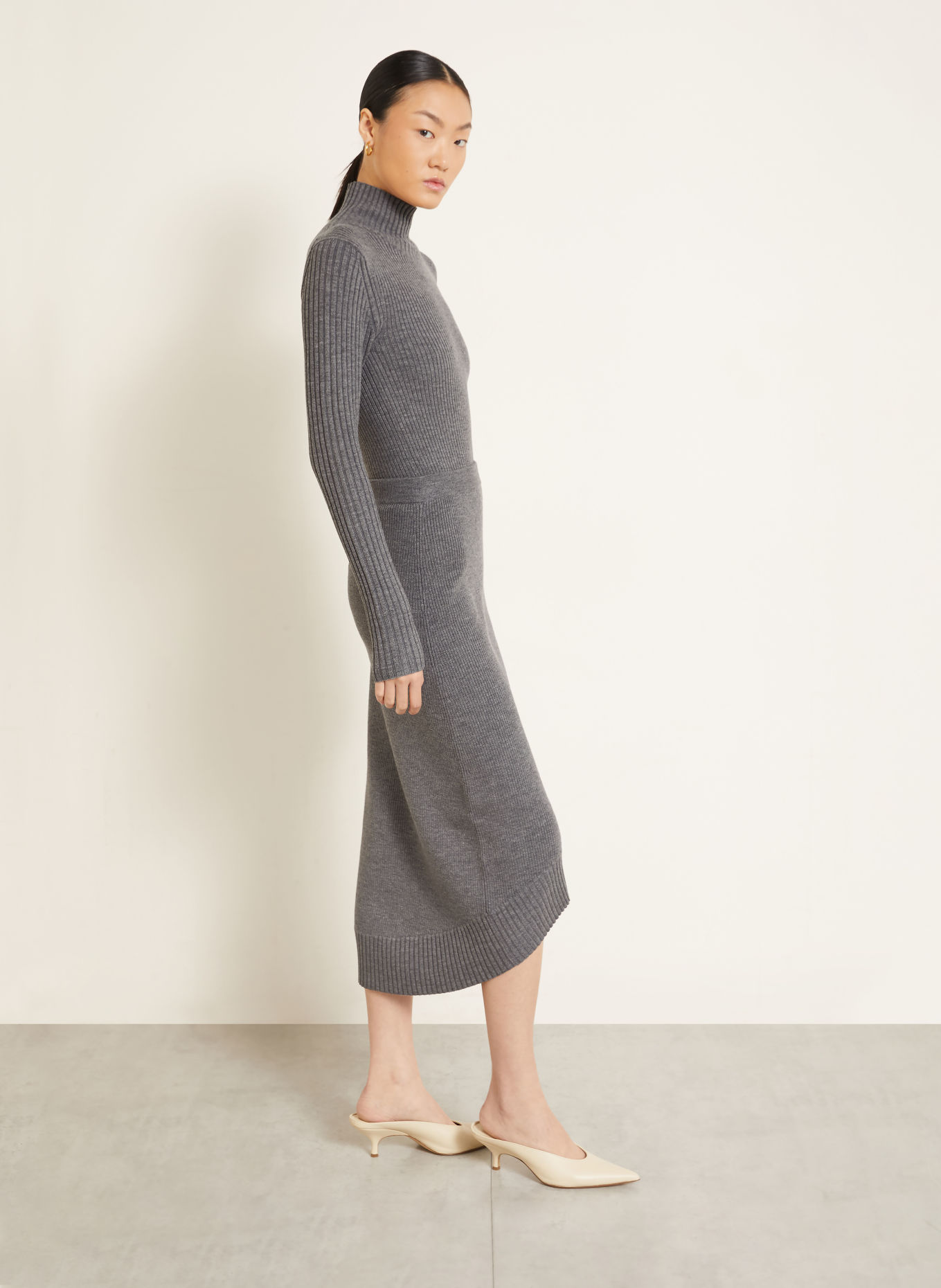 VICTORIA BECKHAM Strickrock mit Merinowolle: GRAU