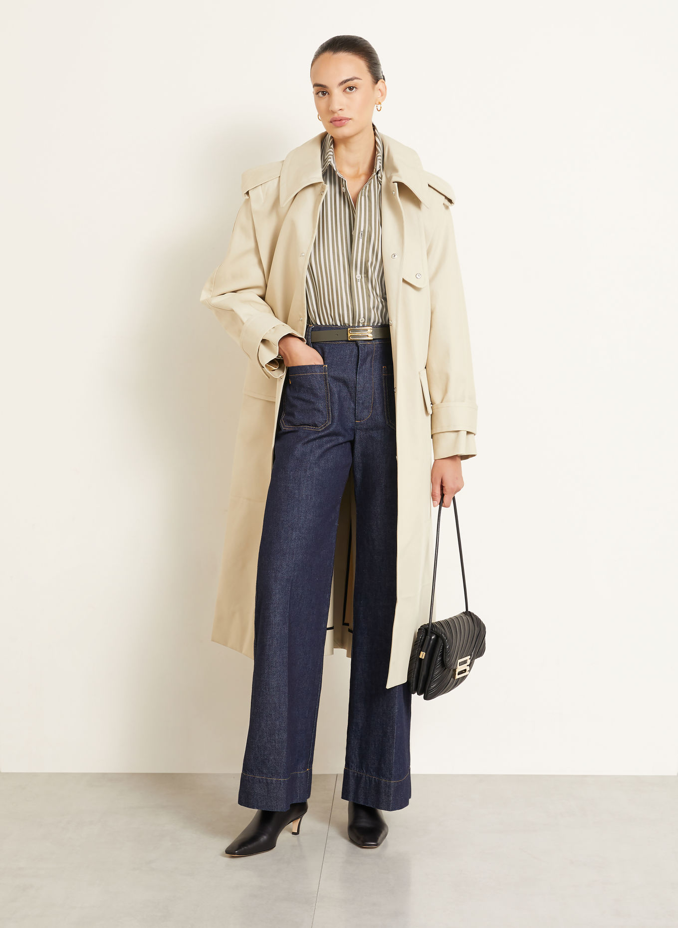 VICTORIA BECKHAM Chemisier: OLIVE / BLANC