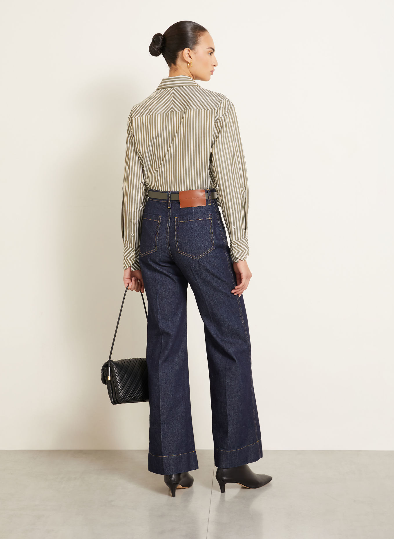 VICTORIA BECKHAM Chemisier: OLIVE / BLANC