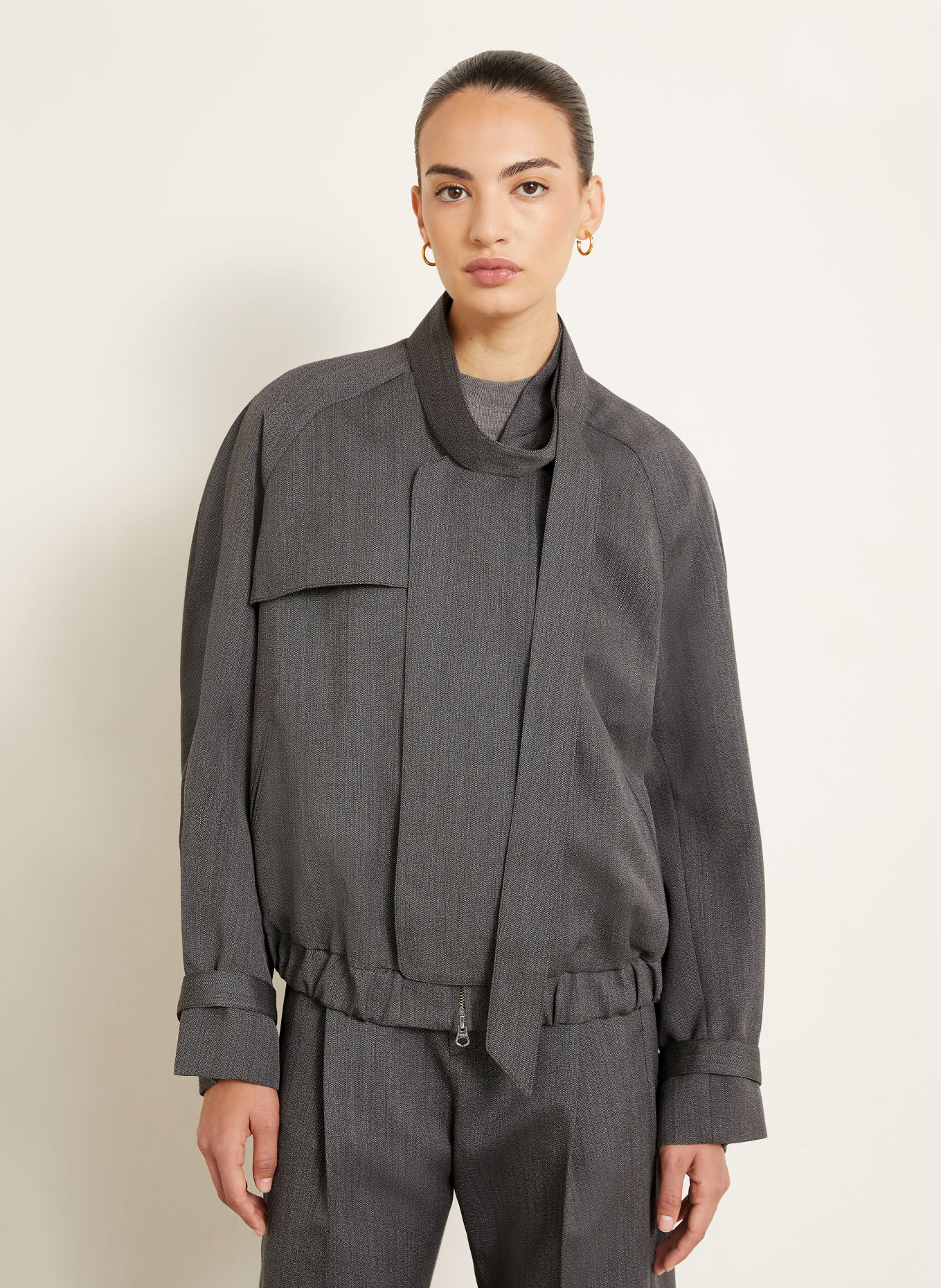 VICTORIA BECKHAM Blouson avec col amovible: GRIS