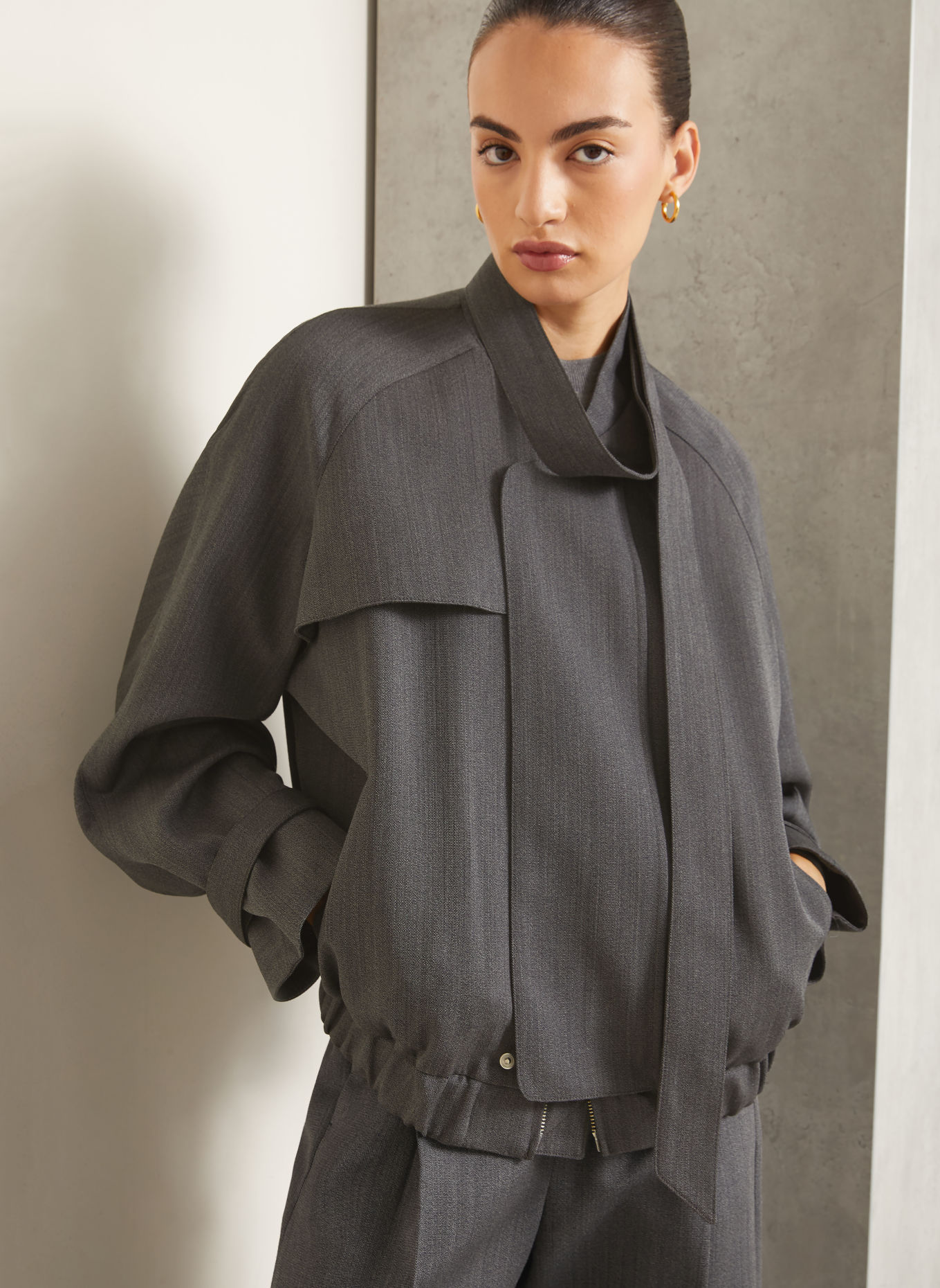 VICTORIA BECKHAM Blouson avec col amovible: GRIS