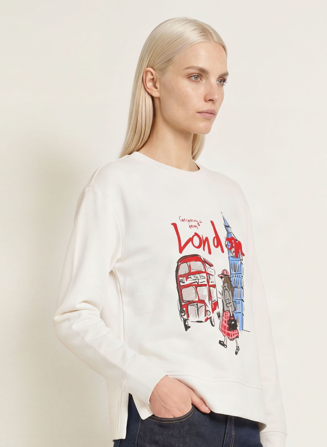 MILANO ITALY Sweatshirt: CRÈME / ROUGE / BLEU CLAIR
