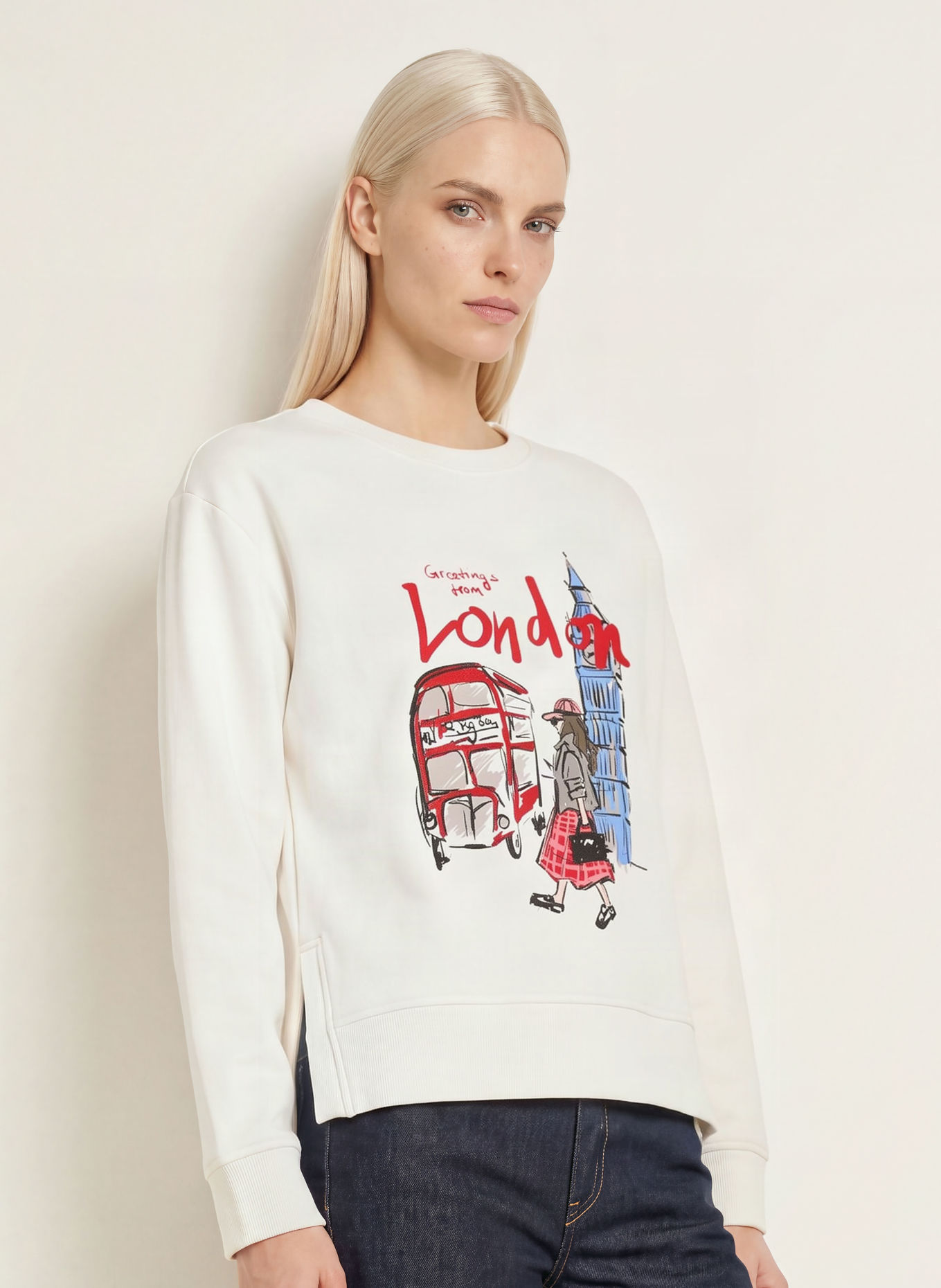 MILANO ITALY Sweatshirt: CRÈME / ROUGE / BLEU CLAIR