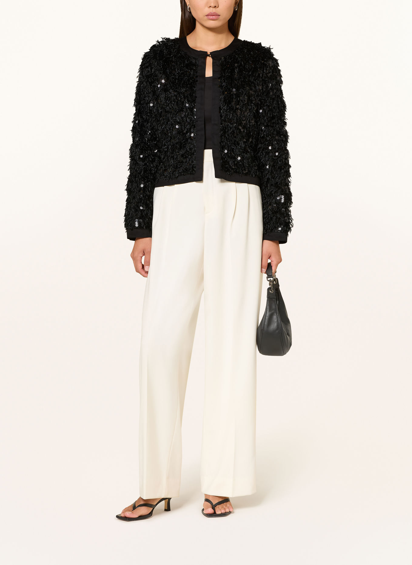 MILANO ITALY Boxy jacket with sequins: BLACK