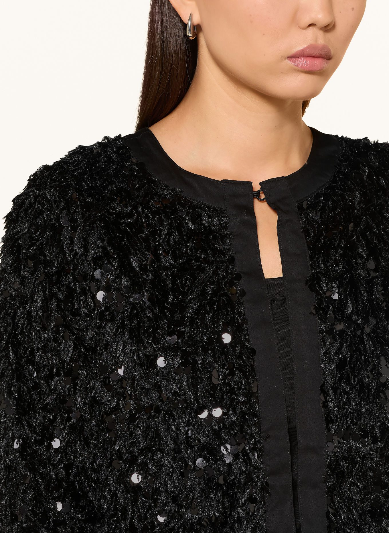 MILANO ITALY Boxy jacket with sequins: BLACK