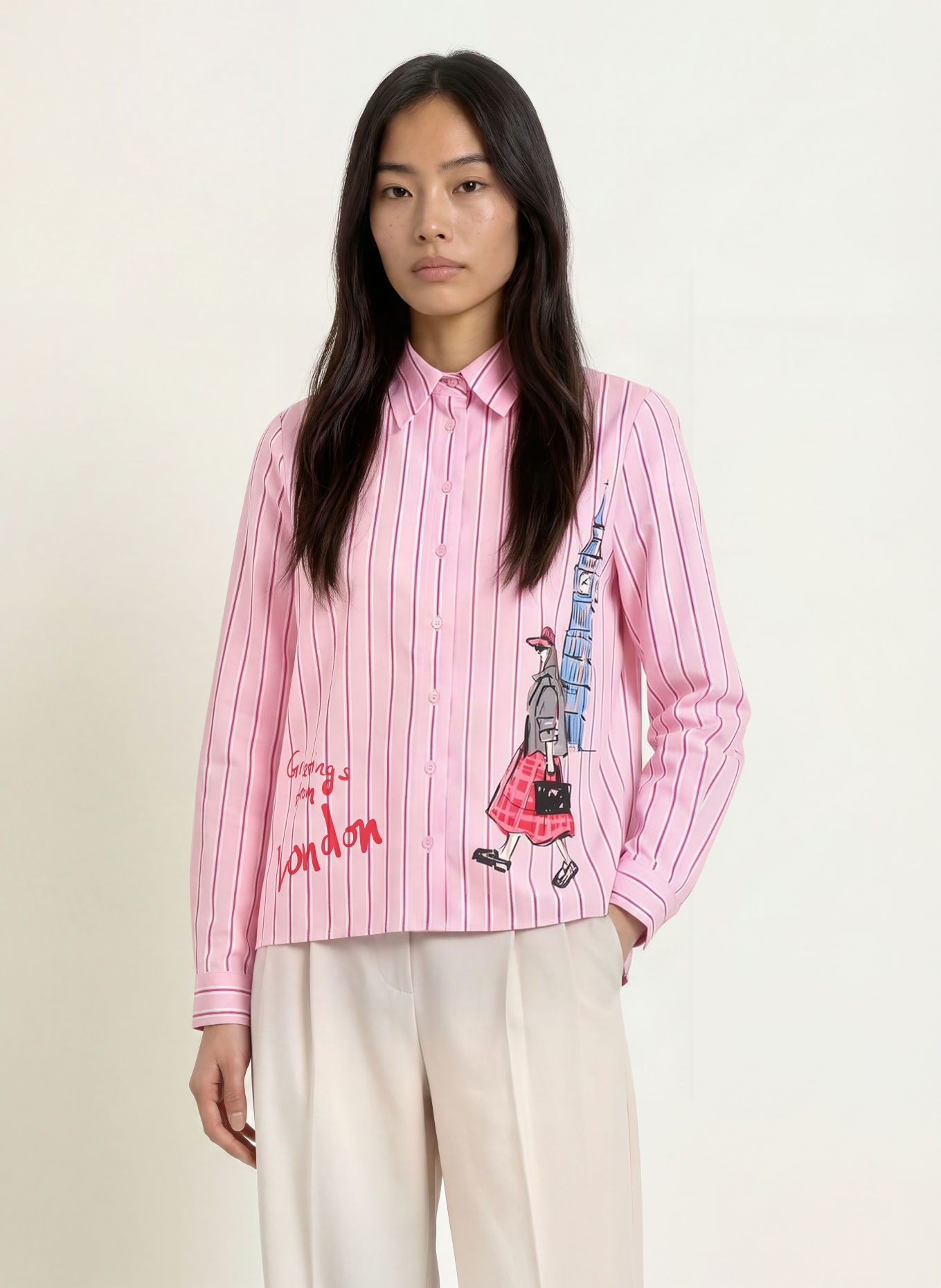 MILANO ITALY Chemisier: ROSE / ROUGE FONCÉ / BLANC