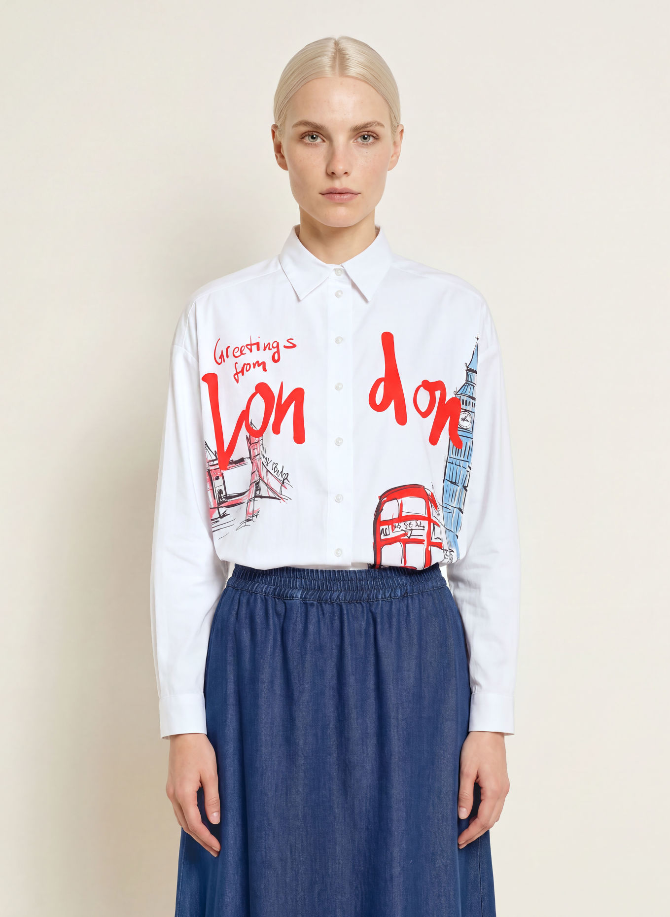 MILANO ITALY Chemisier: BLANC / ROUGE