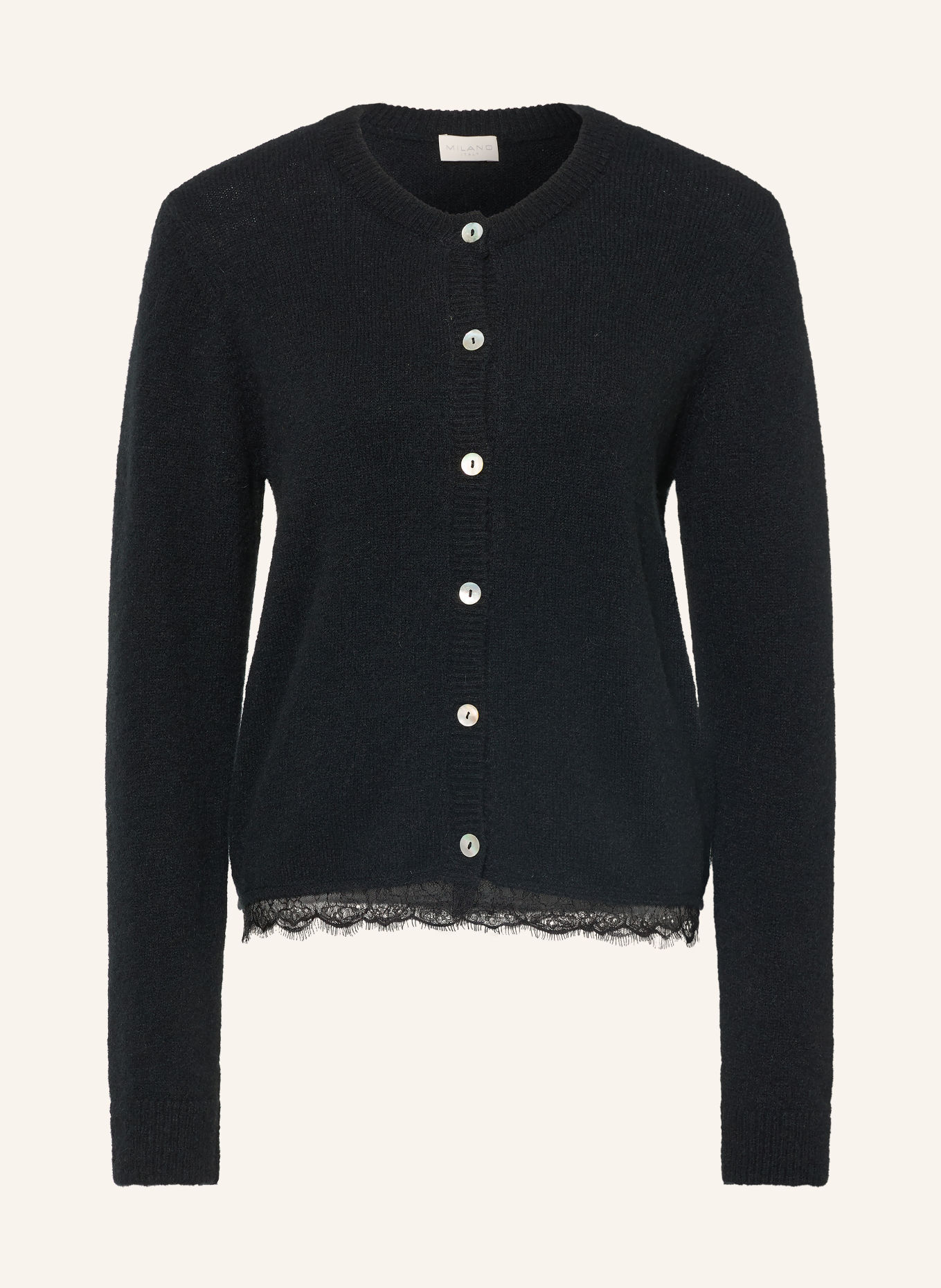 MILANO ITALY Gilet en maille avec dentelle: NOIR