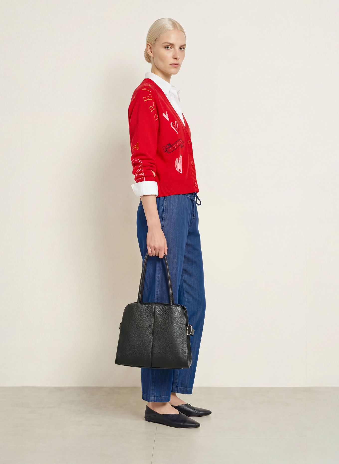 MILANO ITALY Cardigan: RED / WHITE / BLACK