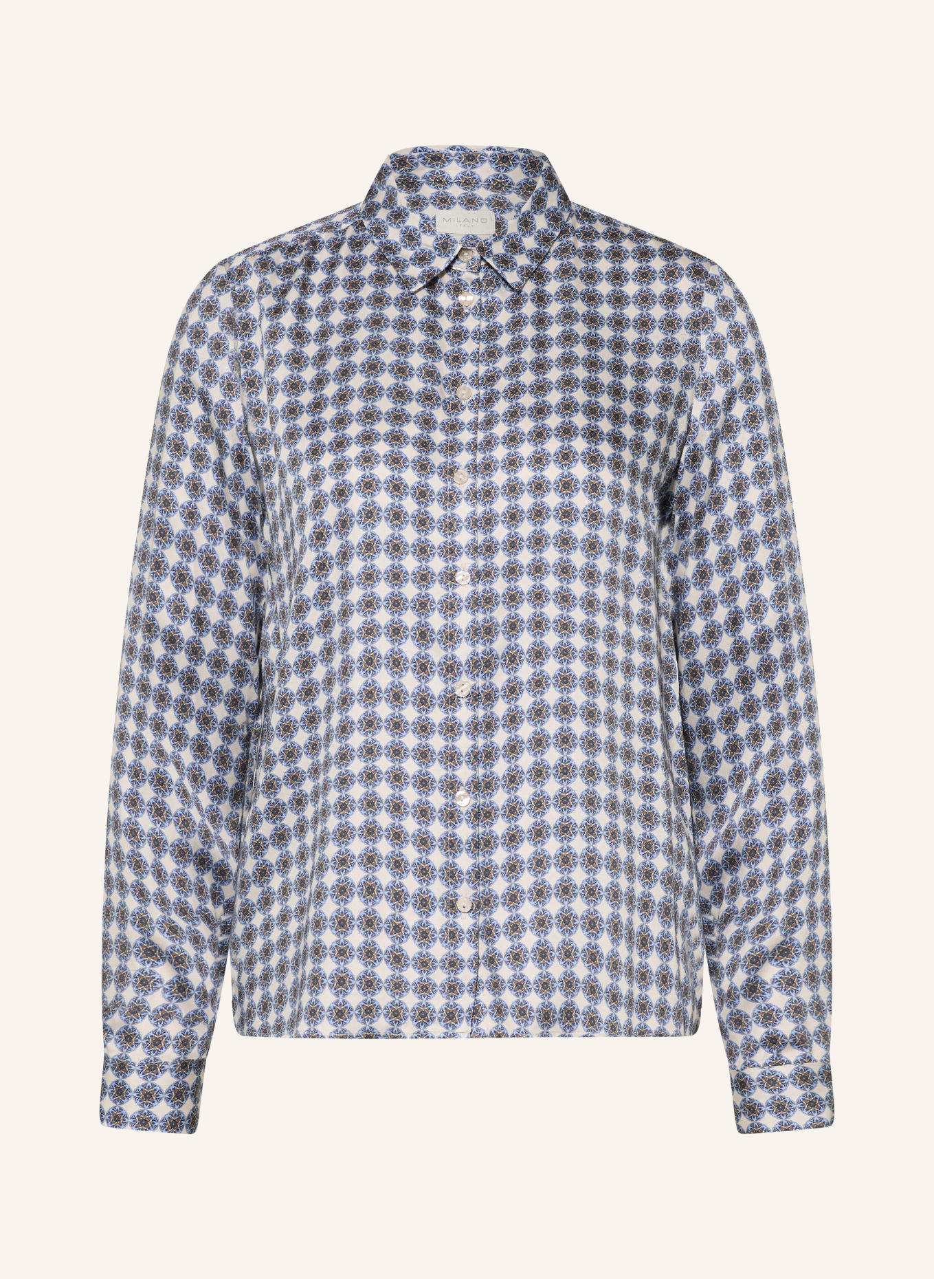 MILANO ITALY Skjortebluse: BLÅ / CREME / LYSEBLÅ